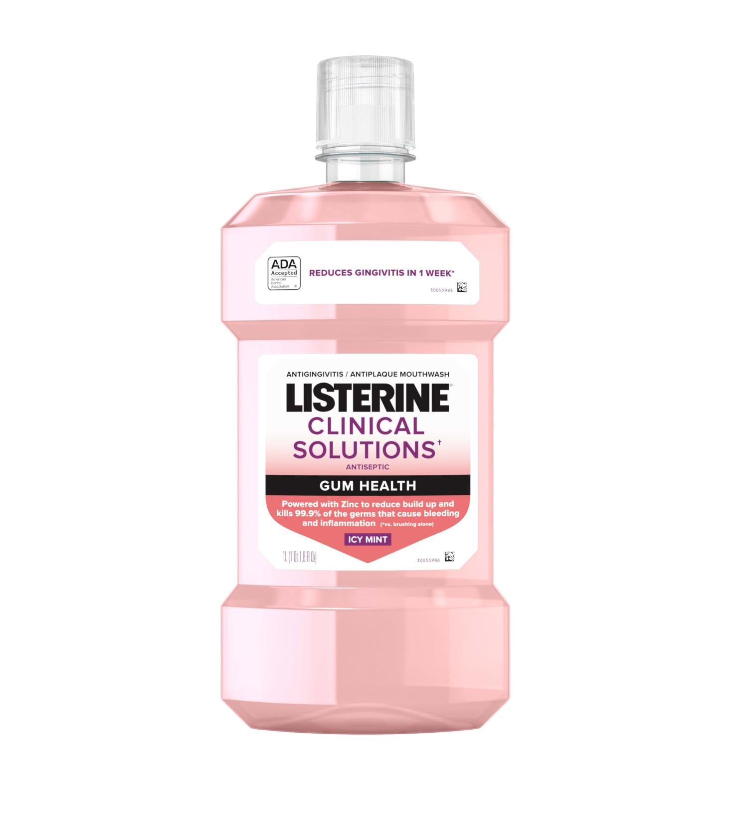 Listerine Clinical Solutions Gum Health Antiseptic Mouthwash Antigingivitis & Antiplaque Oral Rinse Helps Prevent Plaque Buildup & Immediately Kills Germs for Healthier Gums ICY Mint 1 L 33.8 Fl Oz (Pack of 1) - Buy Online on GoSupps.com