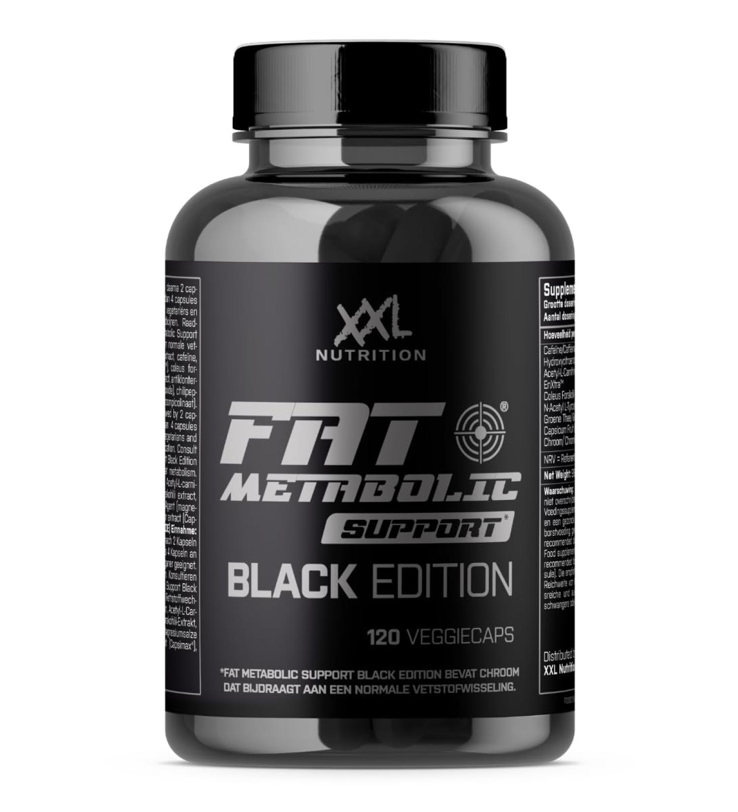 XXL Nutrition FAT Metabolic Support Black Edition - Fat Burner for Weight Loss & Appetite Control - 120 Capsules - Buy Online on GoSupps.com