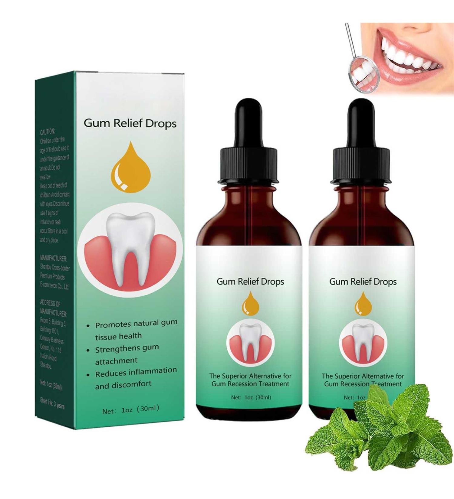 2 PCs Gum Regrowth Drops 30ml | Natural Oral Care Gel for Gum Restoration & Repair | Taper Back Gums Easily - Buy Online on GoSupps.com