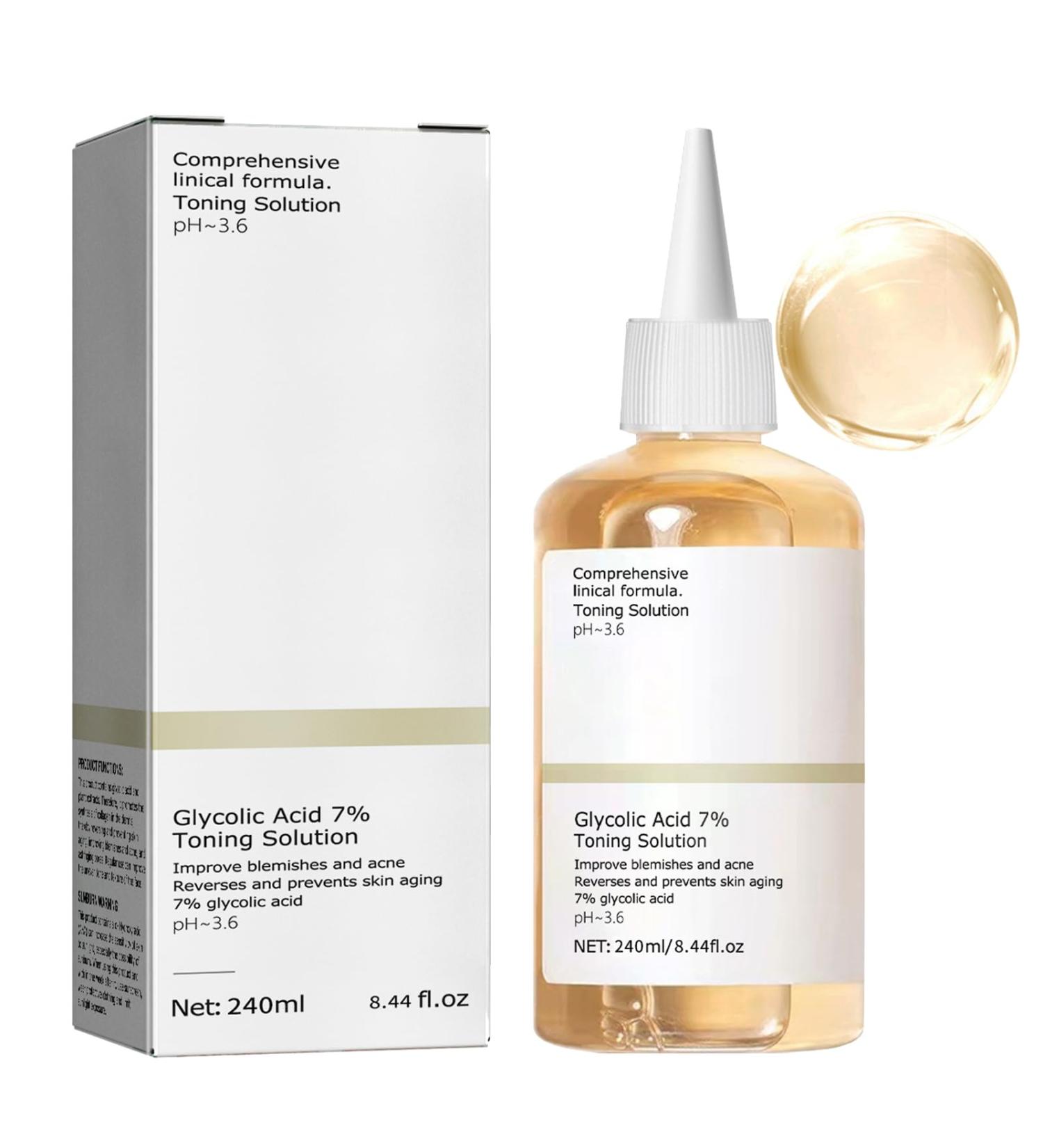 Glycolic Acid 7% Toning Solution with Hyaluronic Acid - Exfoliate, Brighten, and Rejuvenate - 240ml - Buy Online on GoSupps.com