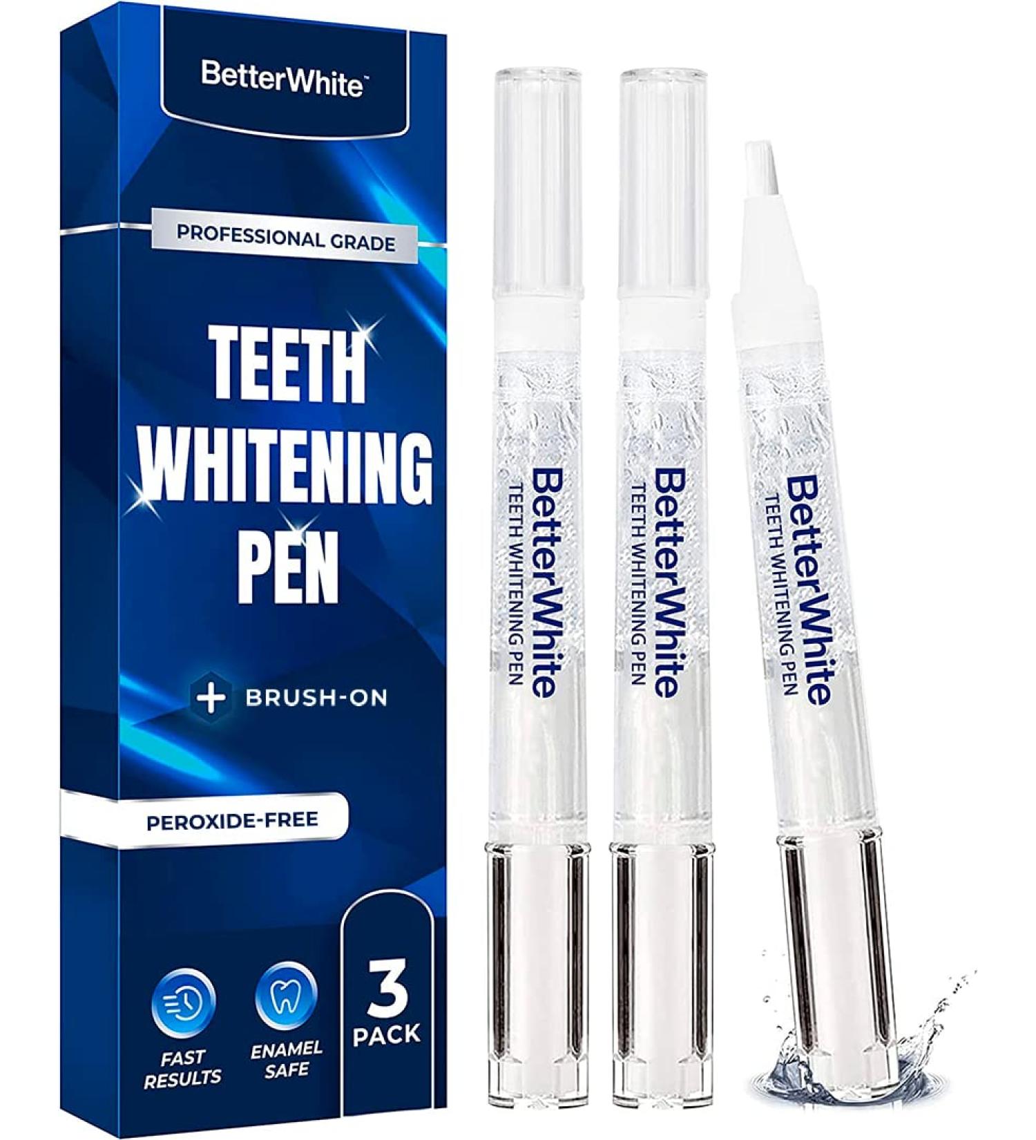 BetterWhite Teeth Whitening Pen (3 Pens) - Non-Sensitive Formula for 30+ Uses - Removes Years of Stains and Safe for Enamel - Dentist Formulated, Natural and Non-Toxic - Easy to Use and Travel-Friendly - Buy Online on GoSupps.com