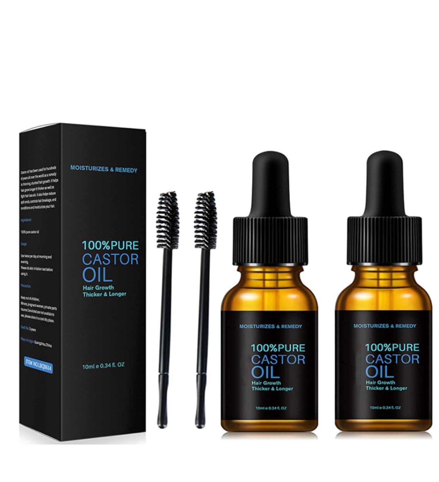  FOCUSUN Castor Oil Hair Care & Eyelash & Eyebrow Growth 2 Pieces 10ml (2er Pack) Unisex Fragrance Free for Dry Hair - Buy Online on GoSupps.com