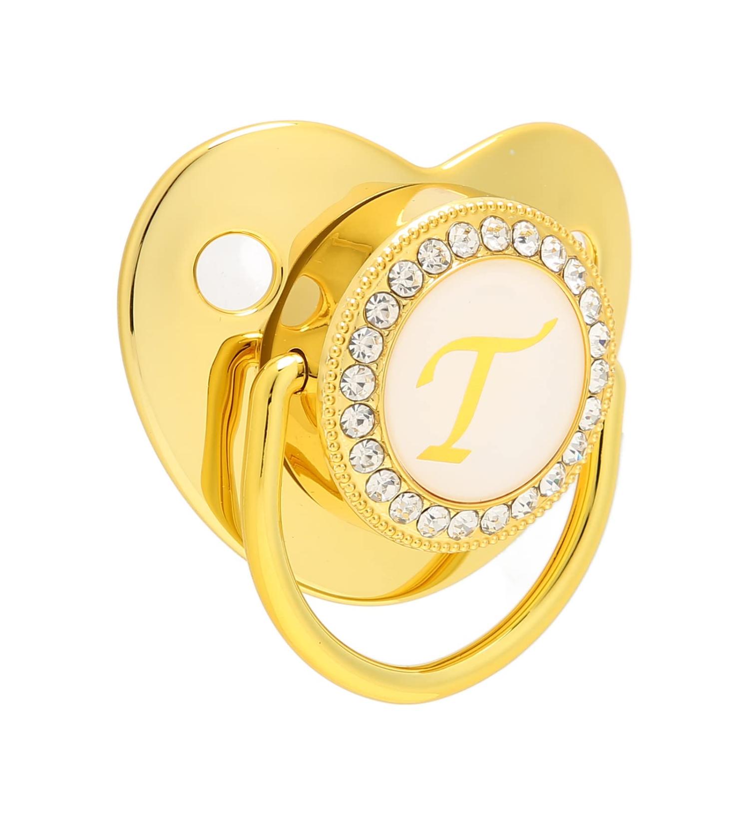 Hyuduo Golden Baby Pacifier - Personalized Curved Design Safe Materials 26 Letters Healthy Bling - Essential Clips for Newborns (6-18 Months) - Buy Online on GoSupps.com