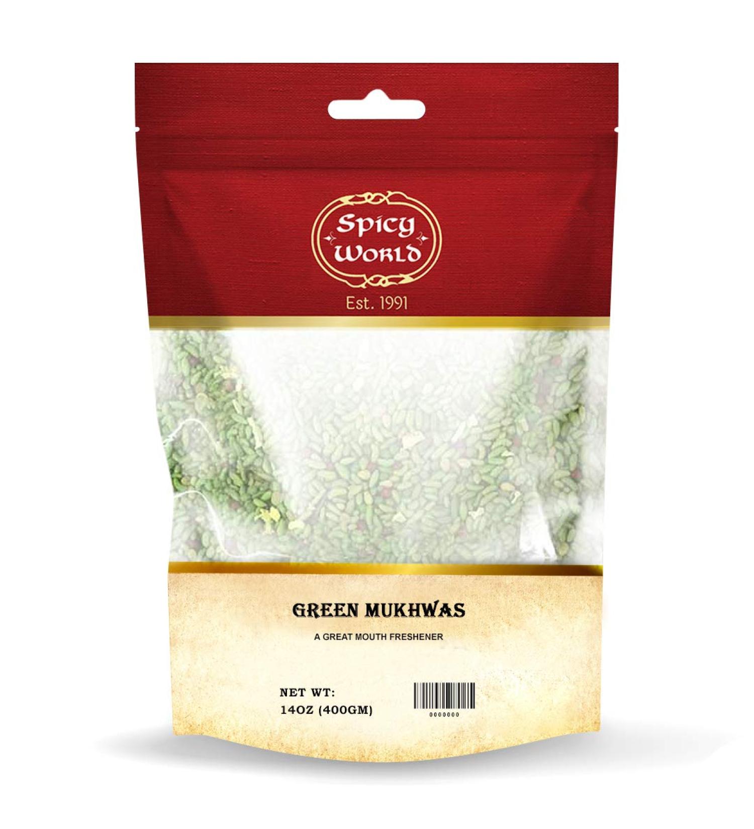 Spicy World Green Mukhwas 14 Oz - Indian Mouth Freshener Candy | Resealable Bag - 14 Ounce - Buy Online on GoSupps.com