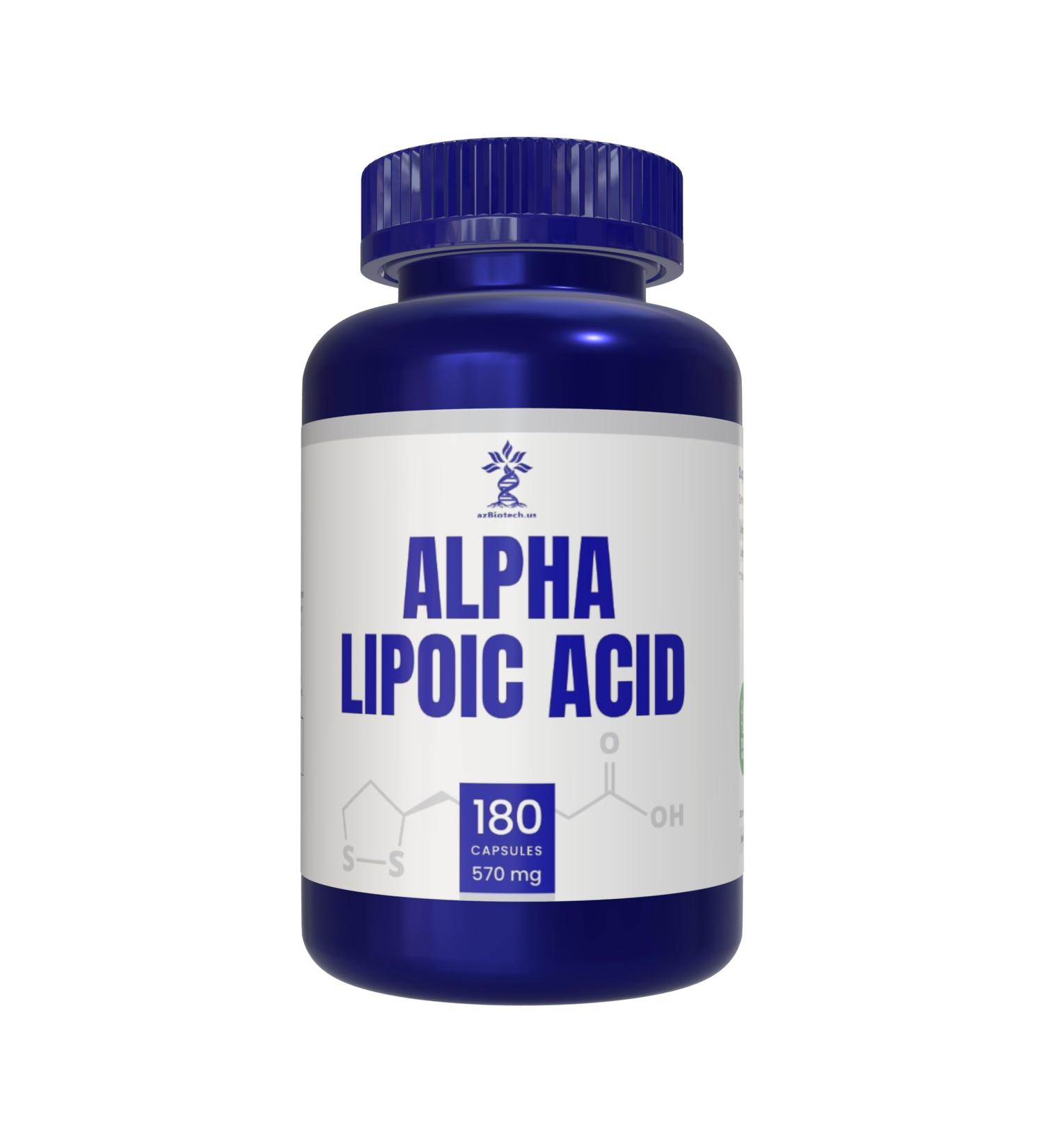 AZ BIOTECH Alpha Lipoic Acid (ALA) 570 mg Capsules - 180 Count Gluten Free Non-GMO Vegan - Buy Online on GoSupps.com