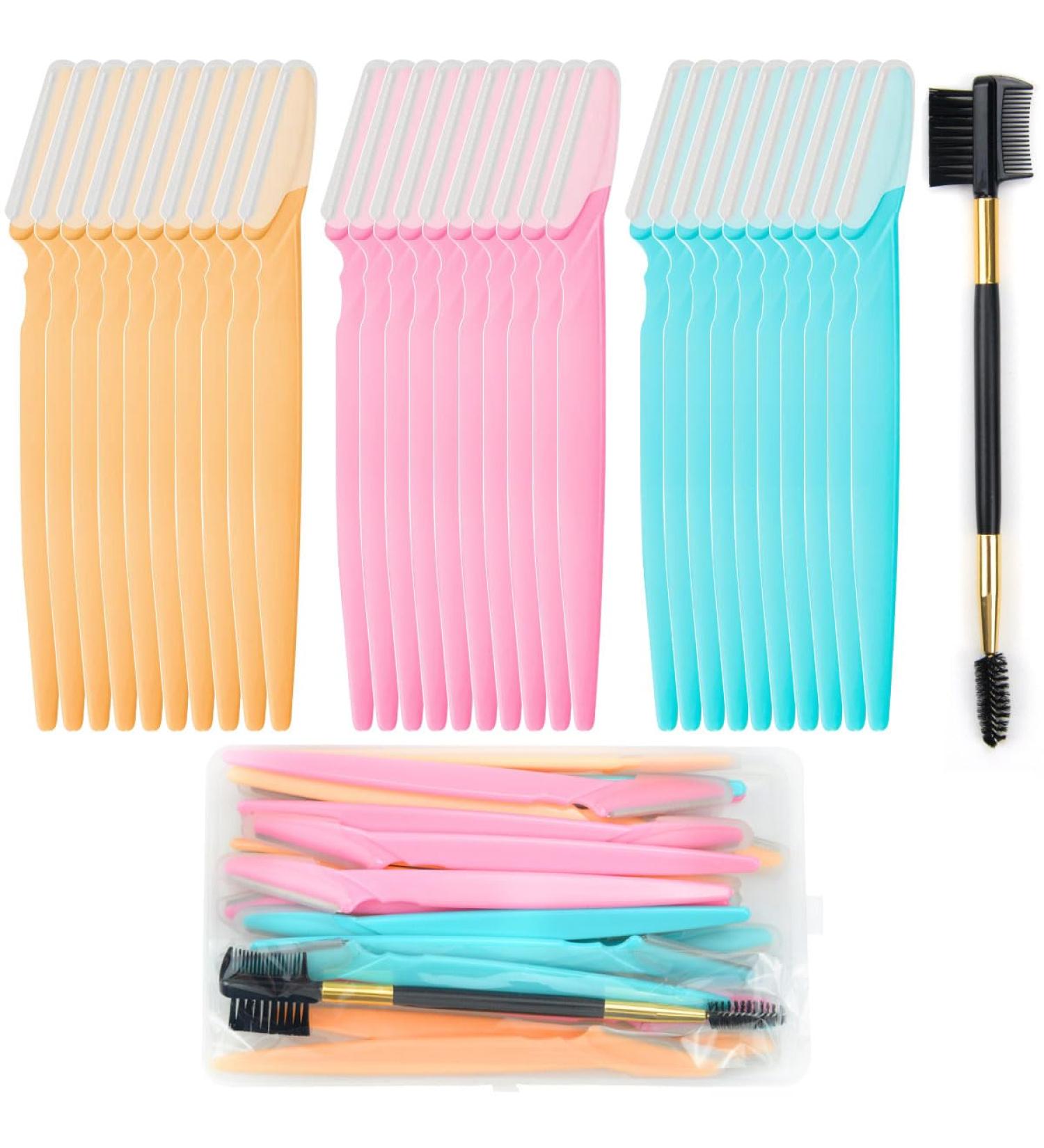 Leikedun 30 PCS Eyebrow Razors & Face Shavers with Bonus Brush - Exfoliating Dermaplaning Tool for Women & Men - Buy Online on GoSupps.com