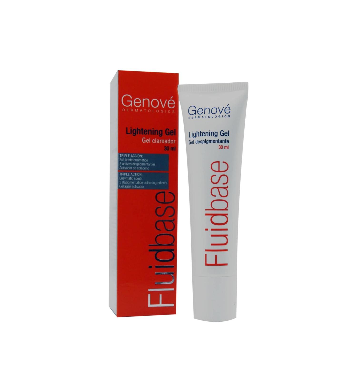 GENOA LABORATORY Fluidbase Depigmenting gel facial cream for spots on the face sun protection vitamins A C and D moisturizing and producing collagen 30 ml - Buy Online on GoSupps.com
