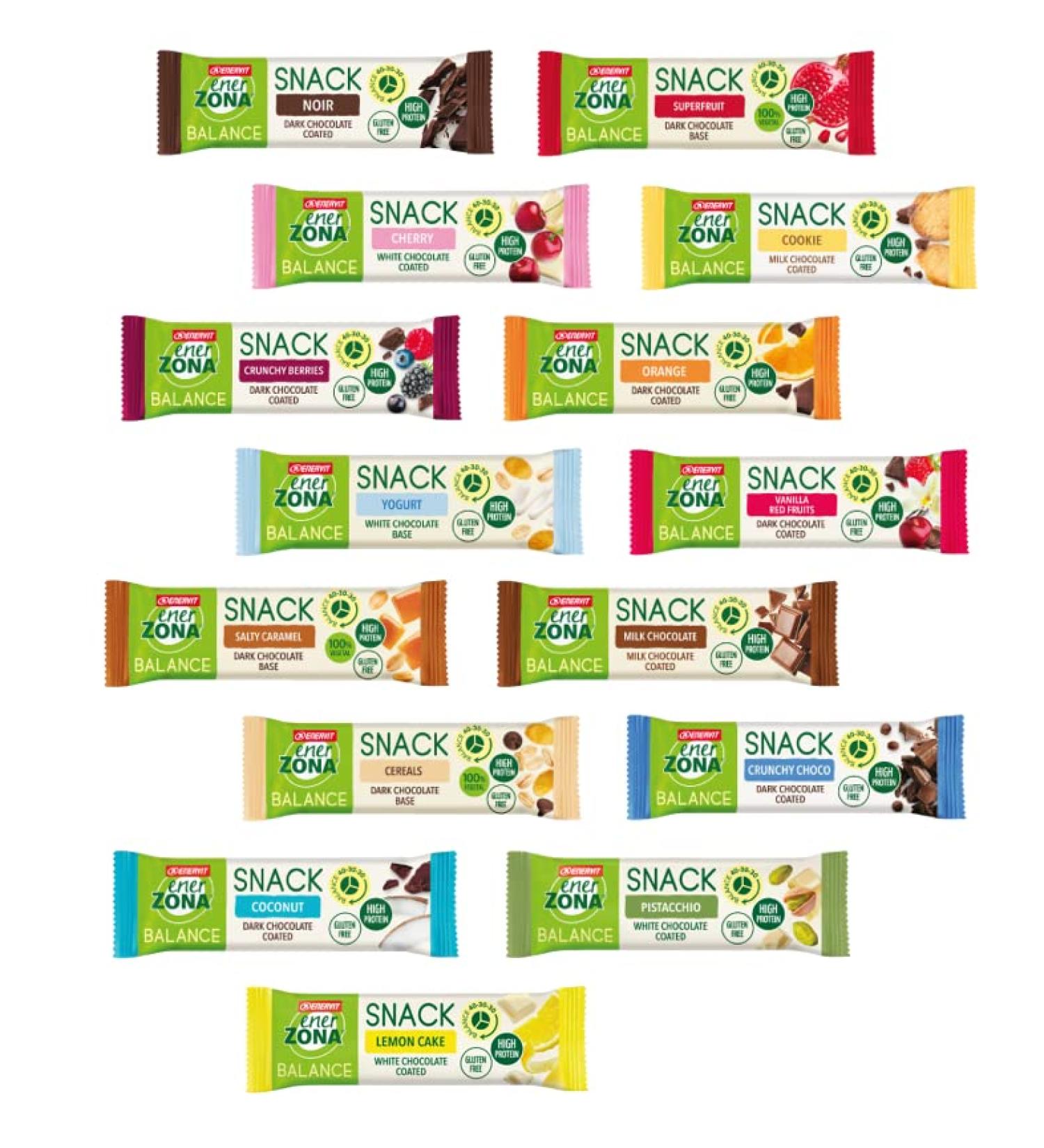 ENERVIT EnerZona Snack Balance 40-30-30 Variety New Pack 32 Barrette 25g/33g 16 Assorted Juices