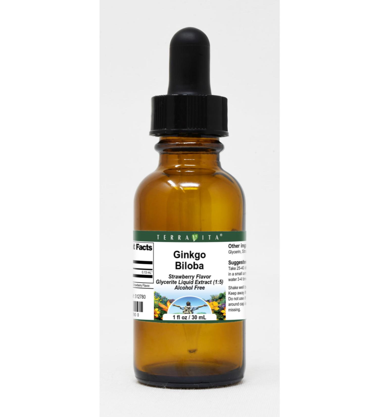 Ginkgo Biloba Glycerite Liquid Extract (1:5) - Strawberry Flavored (1 oz ZIN: 512780) - 3 Pack - Buy Online on GoSupps.com