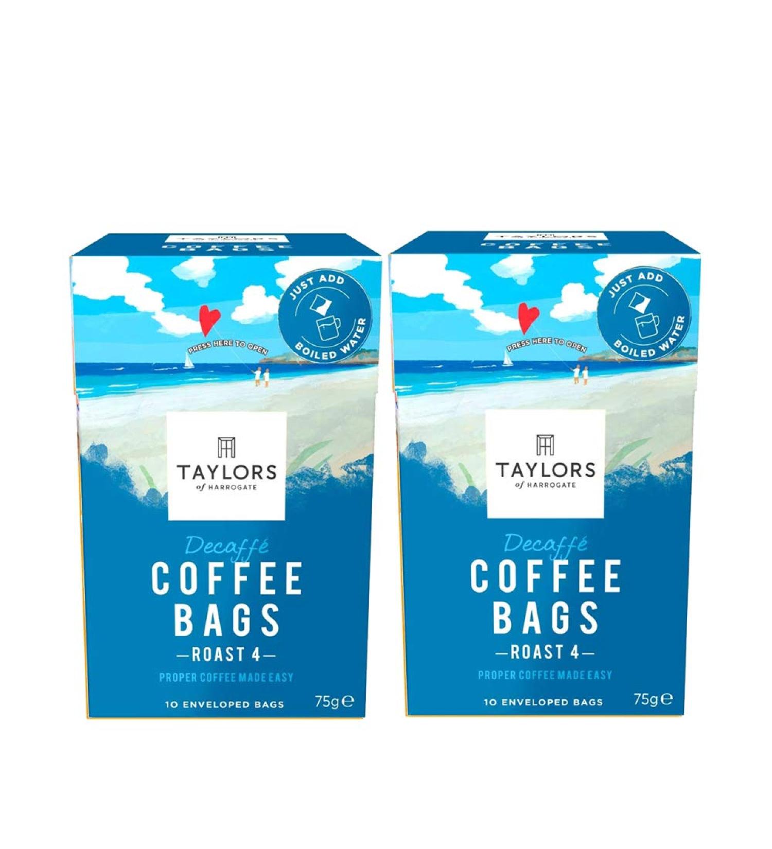 Coffee Taylors of Harrogate Fair Trade Roast Ground Coffee (Decafe) 2 Boxes (20 Bags) (Pack of 10)