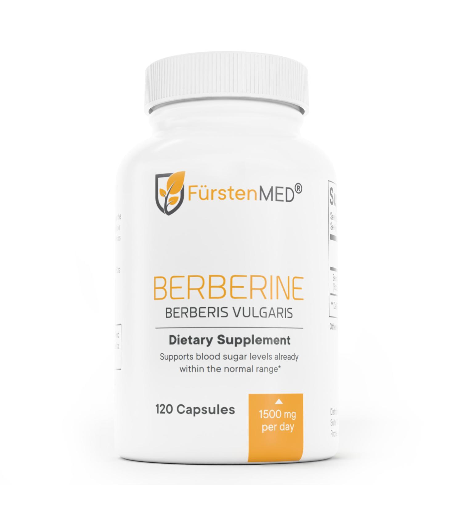 F rstenMED Berberine Capsules 1500mg - High Dose 120 Vegan Capsules Pure Berberine Extract No Additives Non-GMO Gluten-Free - Buy Online on GoSupps.com