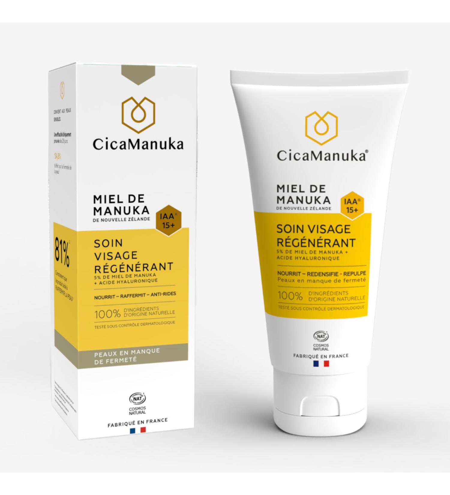 CICAMANUKA Regenerating facial treatment 5% Manuka honey IAA15+ and hyaluronic acid Nourishes Firms Anti-wrinkles - Skin lacking firmness dry and sensitive - 50ml tube - Buy Online on GoSupps.com