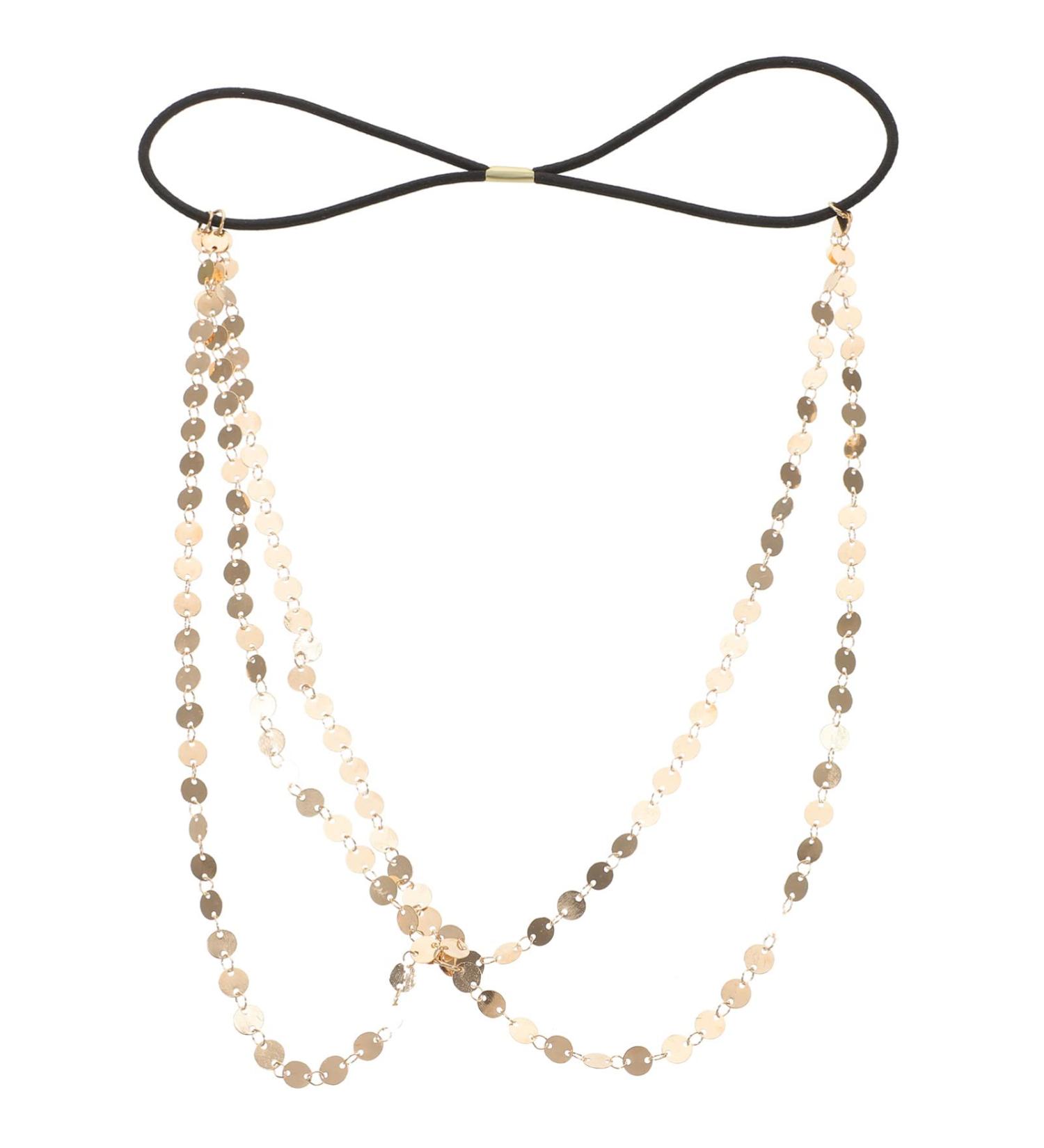 Frcolor Women's 2 Layers Metal Chain Headdress - Gold Party Hair Band for Elegant Hairstyles - Buy Online on GoSupps.com