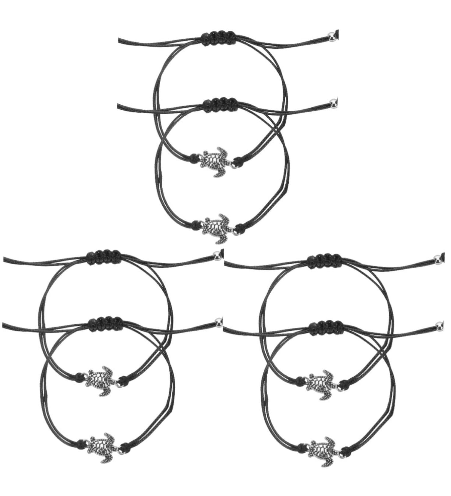 Abaodam 3 Pairs turtle bracelet wrist bands bracelets matching bracelets for couples wrist bracelet lovers 13.5X1.5CMx3pcs Blackx3pcs - Buy Online on GoSupps.com