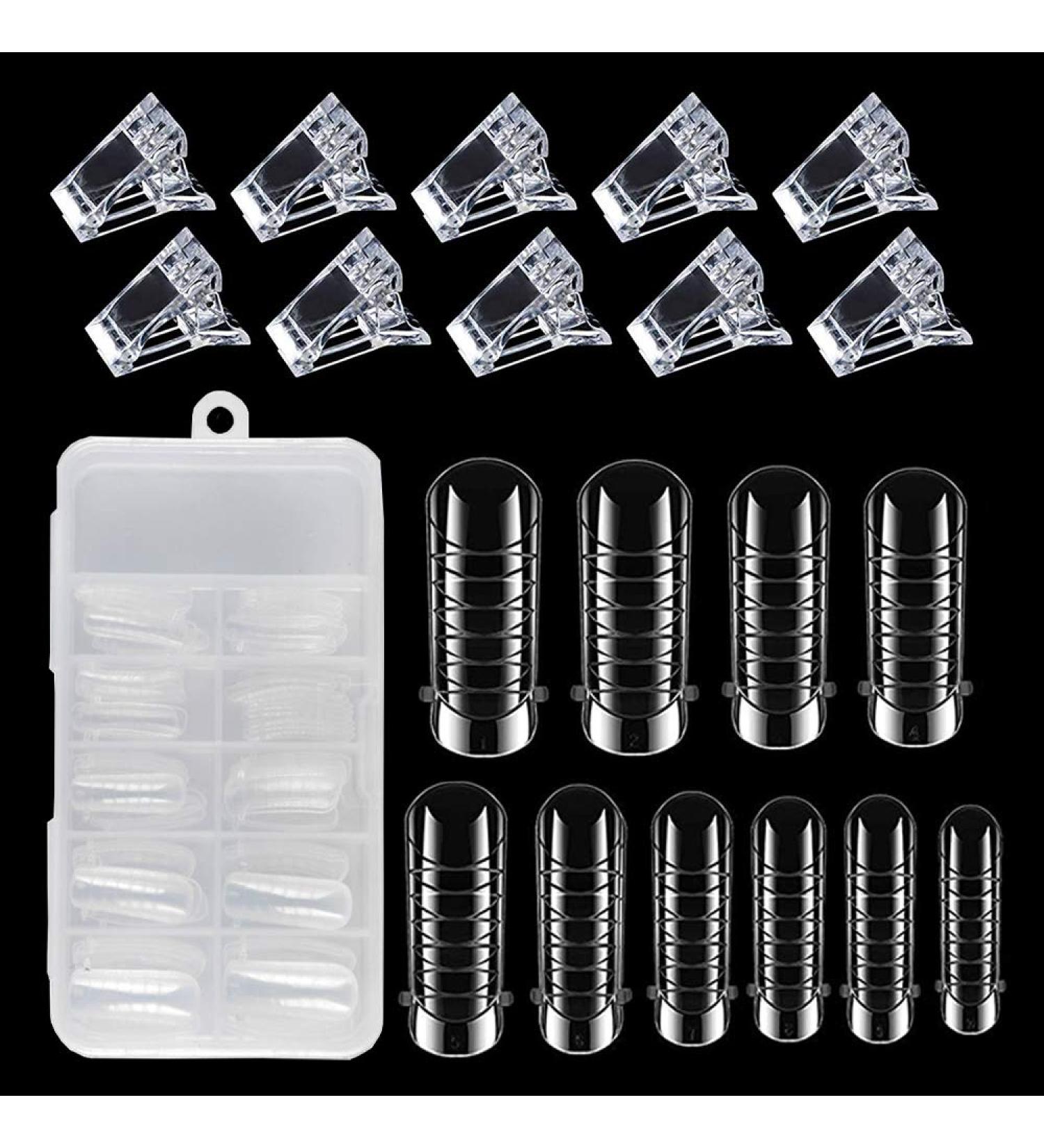 Polygel Extension Tool Kit 100PCS Nail Dual Forms Clear Nail Mold with 10pcs Nail Tips Clip Clamps for UV Poly Gel Builder Acrylic Finger Nail Extension Home Salon Manicure Tool - Buy Online on GoSupps.com