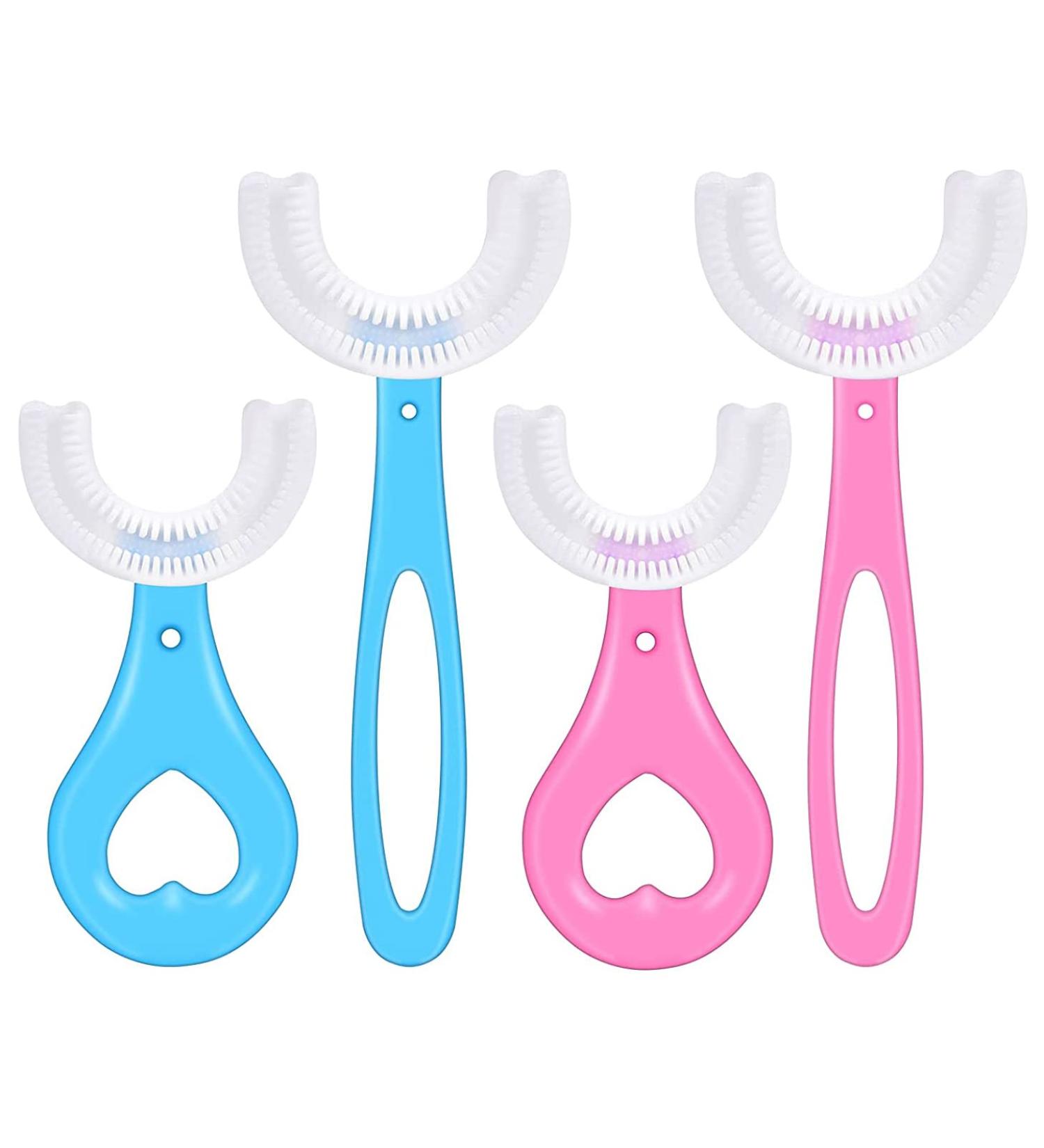 360 U-Shaped Children s Toothbrush - 4 Pack Soft Silicone Bristles for Ages 2-12 | All-Round Cleaning - Buy Online on GoSupps.com