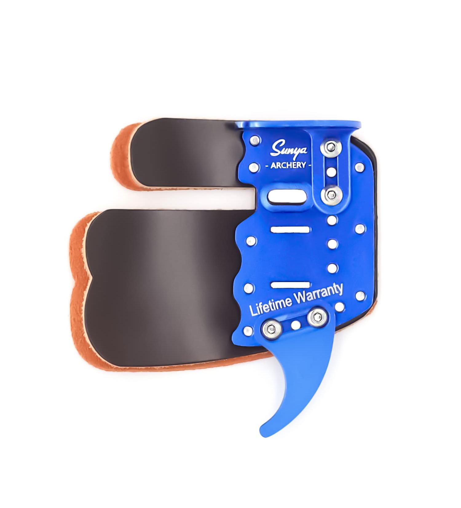 SUNYA Archery Finger Tab | Cow Leather Pad + Aluminum Plate | Adjustable Guard for Recurve Bow - Medium Blue - Buy Online on GoSupps.com