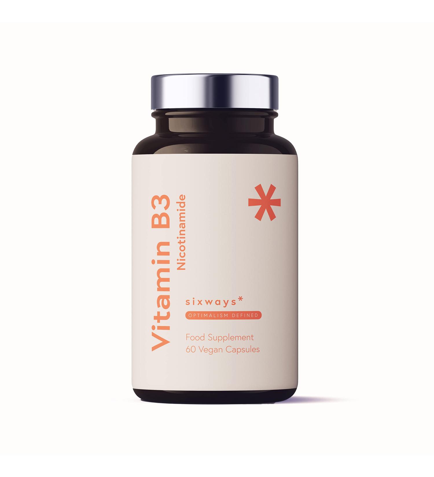 Sixways Vitamin B3 Nicotinamide 500mg Capsules - UK Made, Vegan Formula, No Bulking Agents | Buy Now - Buy Online on GoSupps.com