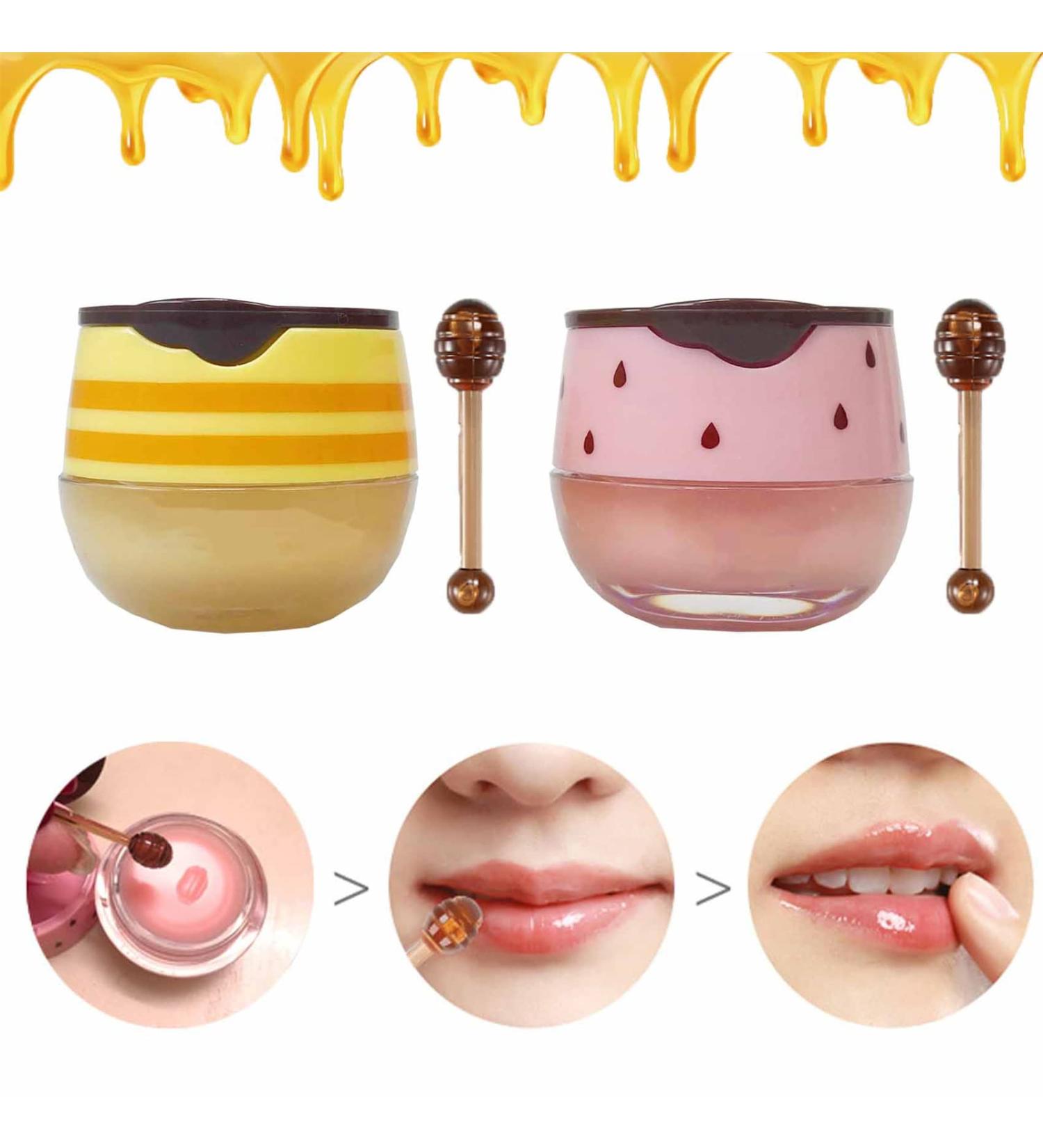 Honey & Strawberry Bee Balm Lip Balm Set for Moisturizing and Exfoliation - 2PCS - Buy Online on GoSupps.com