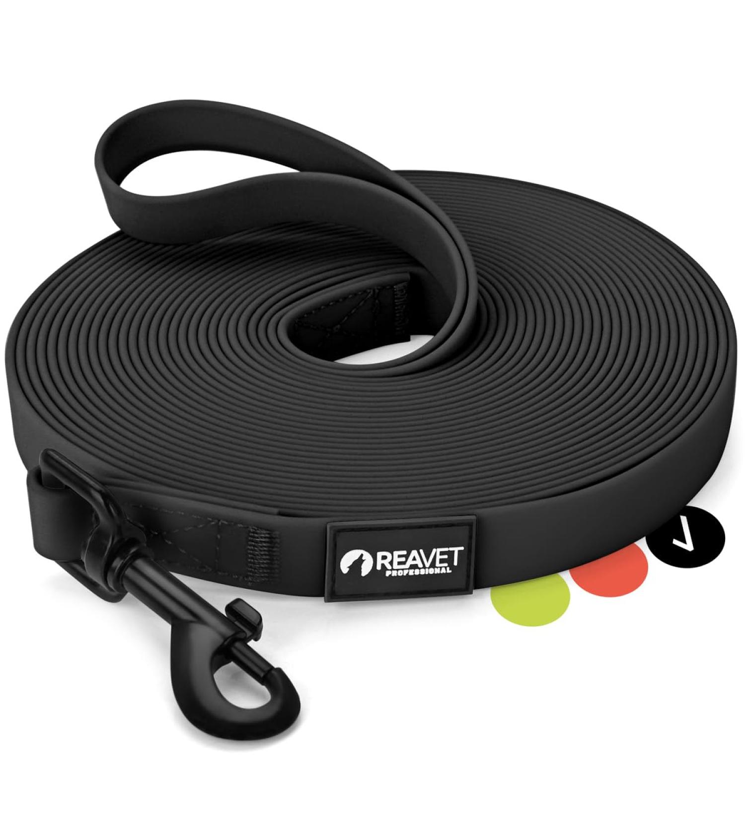 Reavet 10m Drag Line Dog Leash - Waterproof Padded Handle Durable Training Line for Large & Small Dogs - Black - Buy Online on GoSupps.com