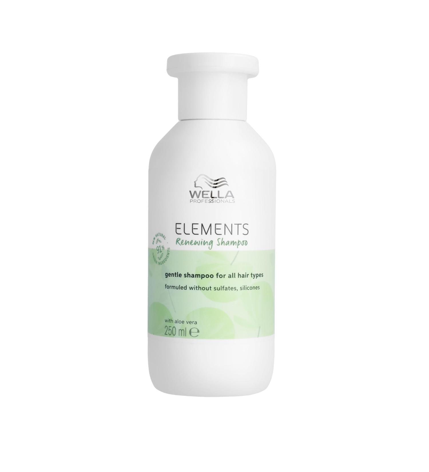 Wella Professionals Elements Gentle Regenerating Shampoo Sulfate and Silicone Free for All Hair Types - Leaves Hair Soft and Shiny with Aloe Vera 250ml - Buy Online on GoSupps.com