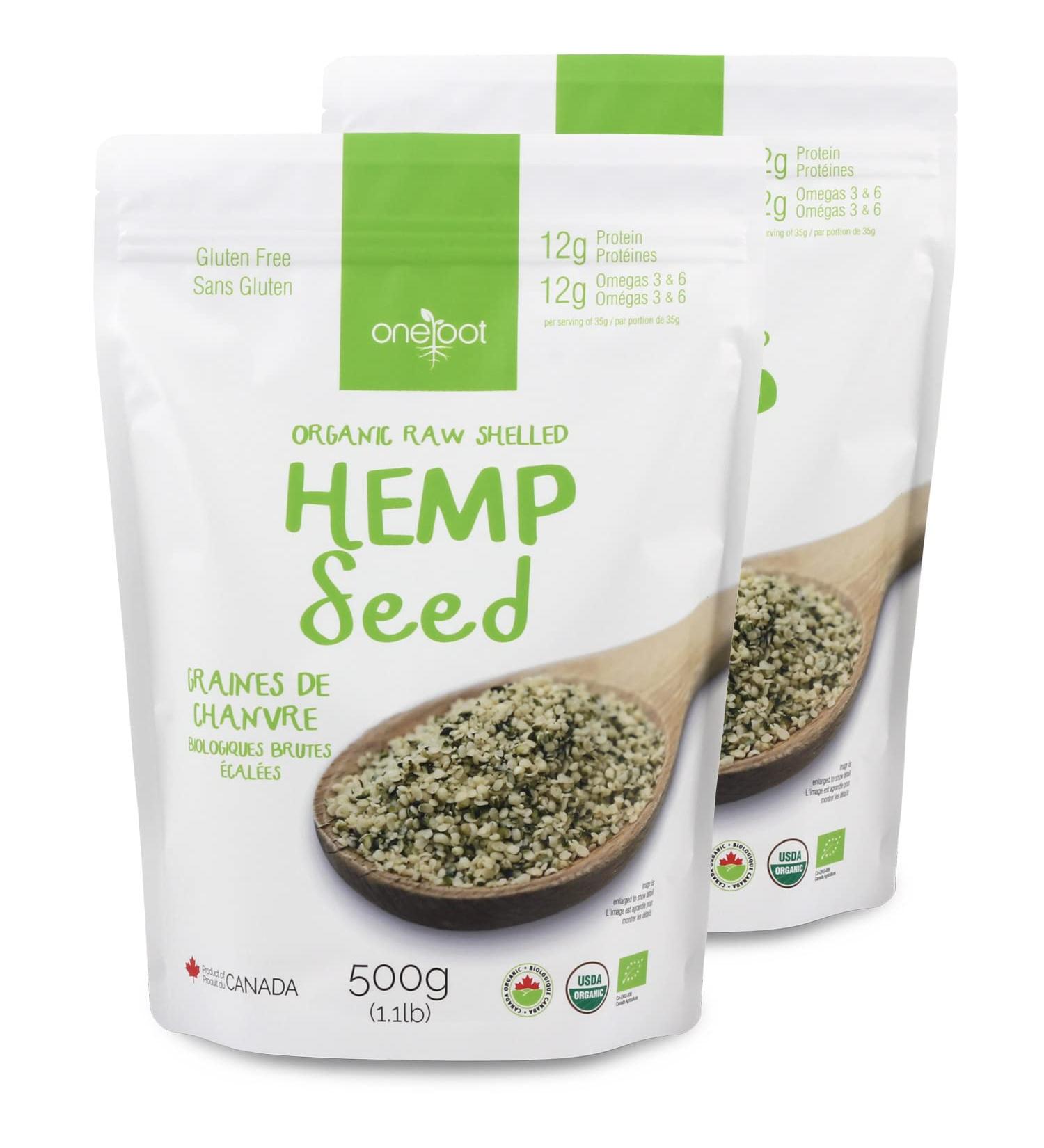 ONEROOT Organic Raw Shelled Hemp Seeds (Hemp Hearts) Non-GMO Gluten Free Plant-Based Protein Omega-3 Omega-6-1kg (2 Pack) - Buy Online on GoSupps.com