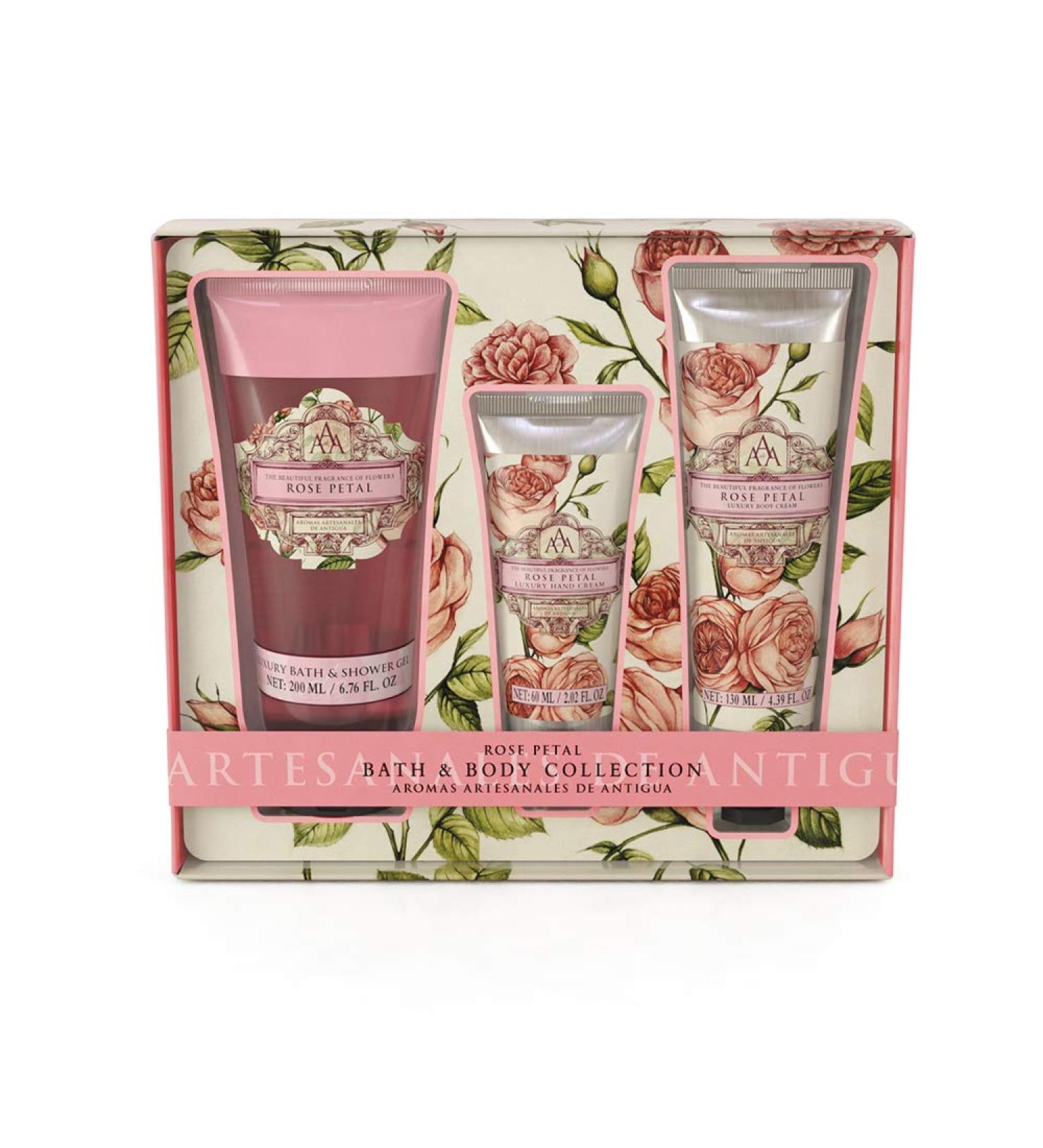 AAA Bath & Body Collection - Shower Gel 200ml  Hand Cream 60ml & Body Cream 130ml (Rose Petal)