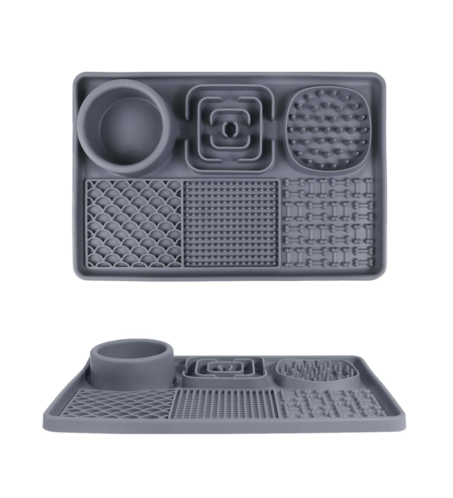 Aodaliy Upgrade XL Silicone Pet Mat - BPA-Free Dog & Cat Lick Mat with Large Suction Cups | Ideal for Bathing & Grooming - Grey - Buy Online on GoSupps.com