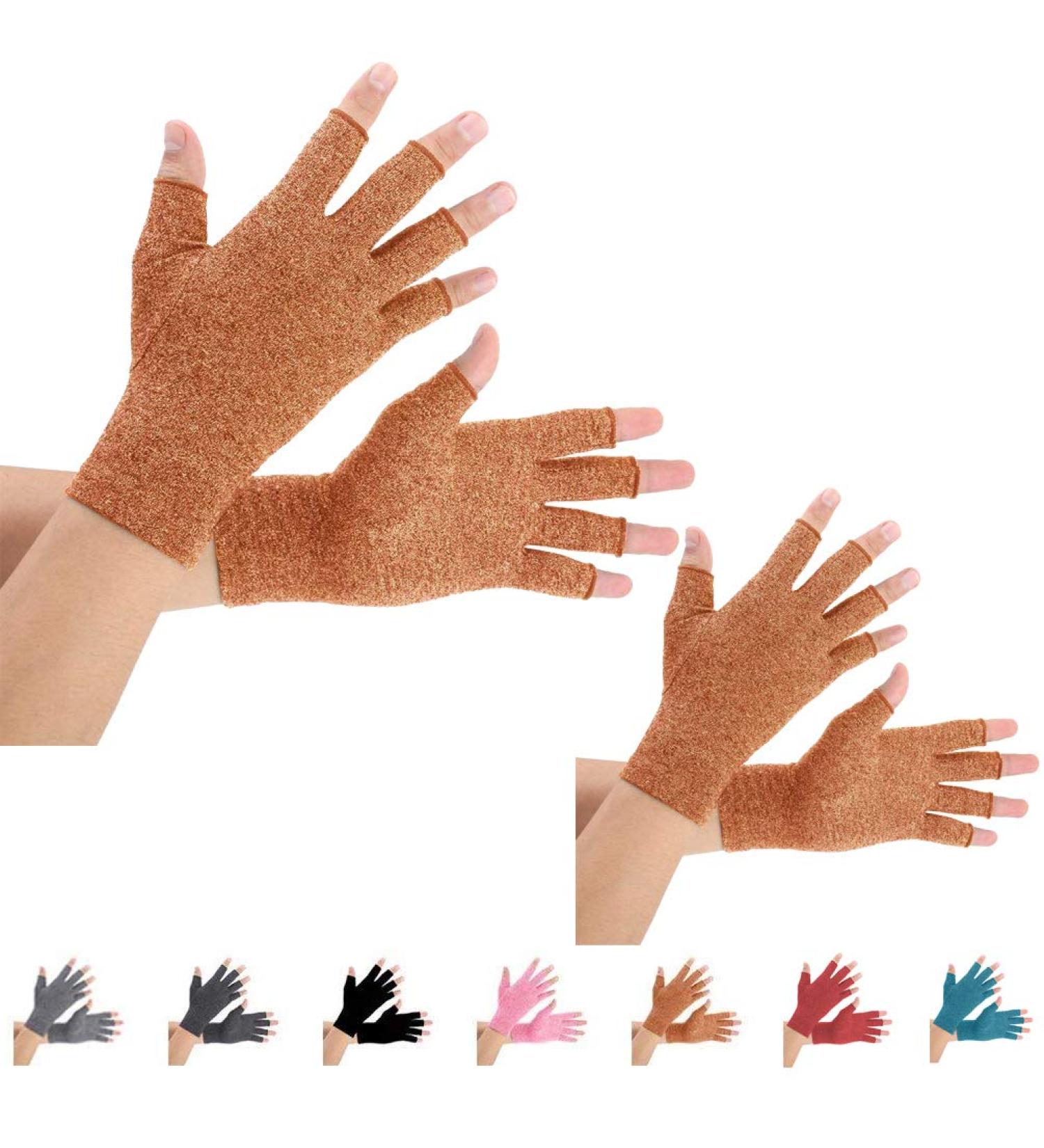 Brace Master Arthritis Gloves - 2 Pairs Compression & Warmth for Pain Relief | Carpal Tunnel Rheumatoid Arthritis Support (Large Brown) - Buy Online on GoSupps.com