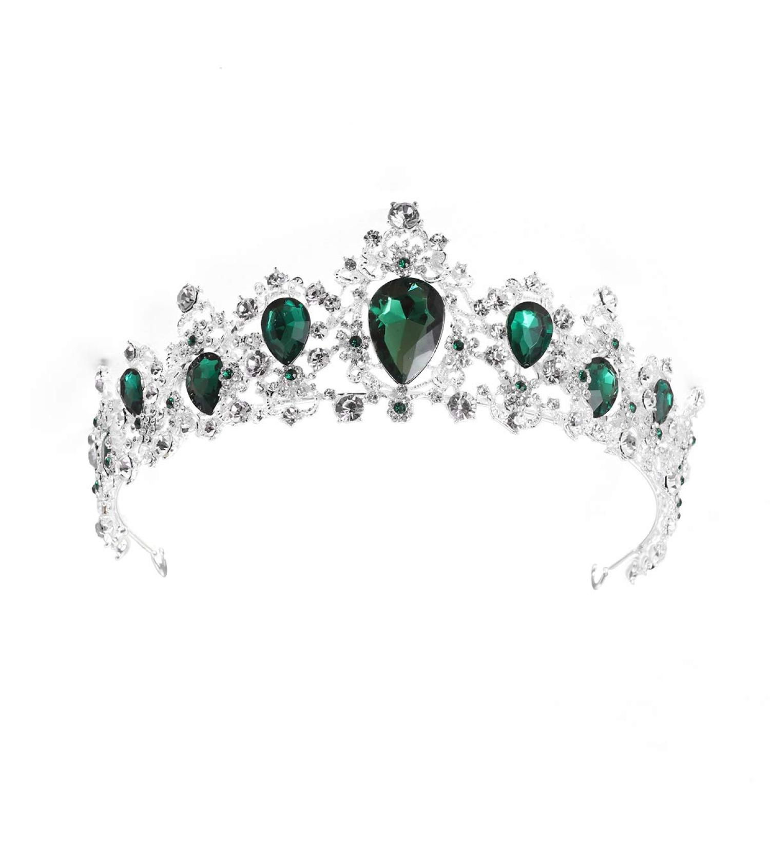 FRCOLOR Princess Crown: Green Crystal Tiara for Women - Rhinestone Queen Crowns Wedding Tiaras Headband for Birthday Halloween Party - Buy Online on GoSupps.com