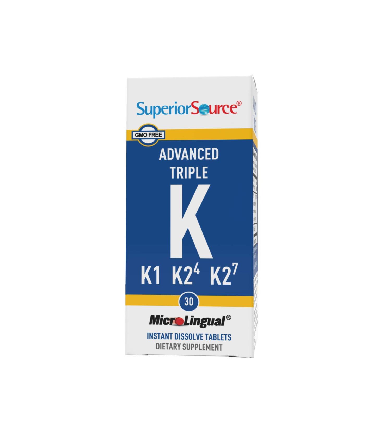 Buy Superior Source Advanced Triple K 30 MicroLingual Instant Dissolve Tablets - High Potency Vitamin K Supplement - Buy Online on GoSupps.com