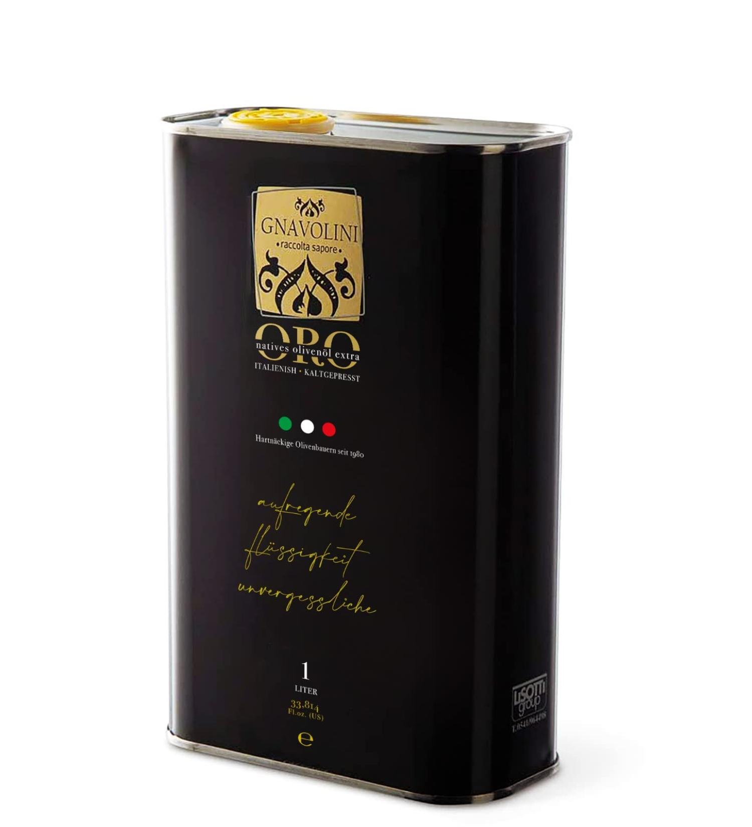 Native olive oil extra from Gnavolini Raccolta Sapore from Italy |1-liter canister |Cold -pressed native olive oil extra 1 l (1 Pack)