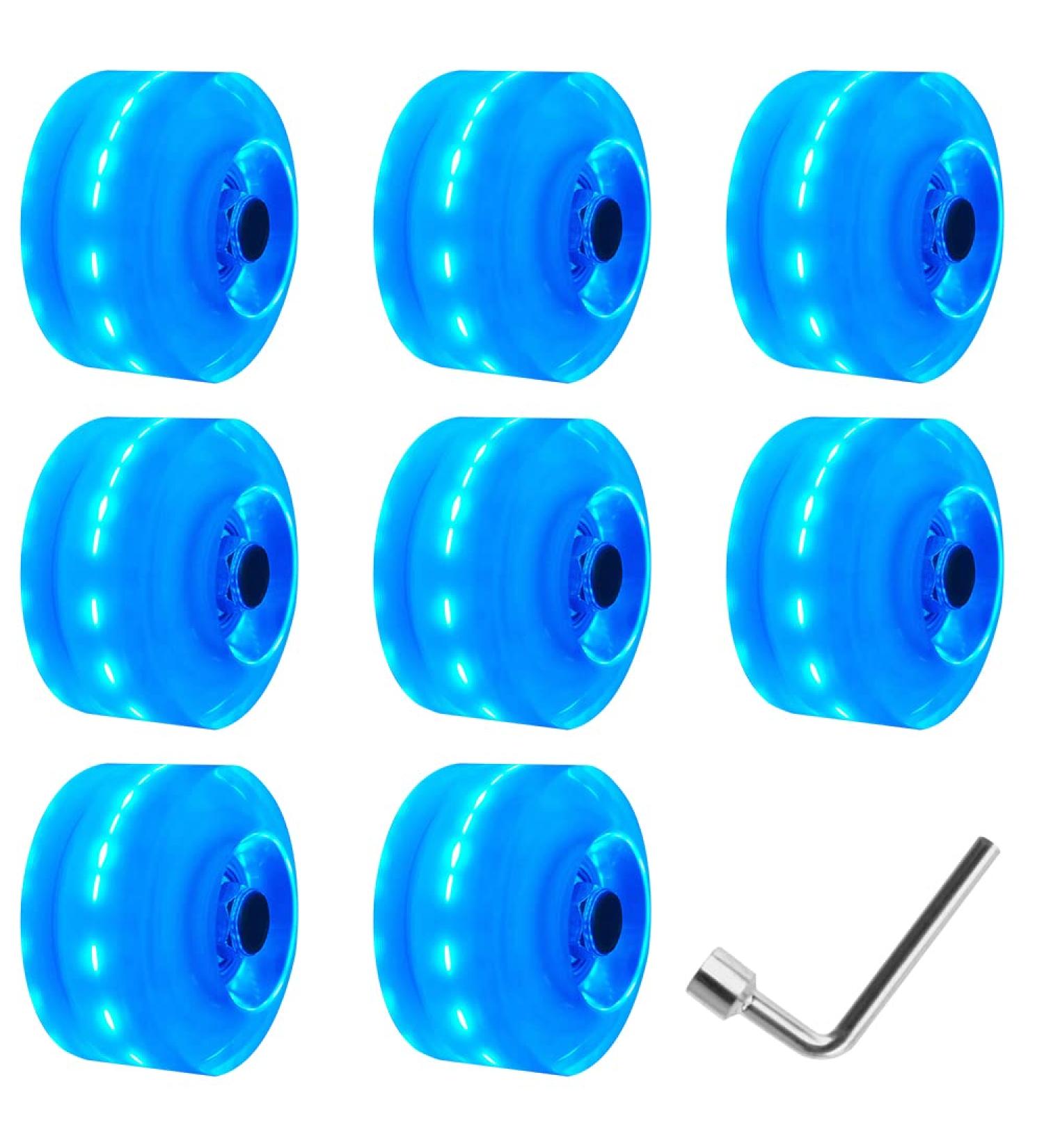Mopoin 8 Pack 82A Roller Skate Wheels | 32mm X 58mm | Indoor/Outdoor Quad Skate Wheels with ABEC-9 Bearing | Durable Wear-Resistant PU | Blue | Double-Row Skating Accessories - Buy Online on GoSupps.com