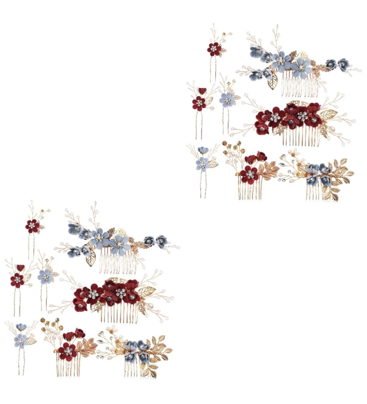 Ipetboom Bridal Comb 4 Sets Bridal Headwear Pearl Headpiece Wedding Hair Clips Bridal Headpiece Rhinestone Hair Clips Pearl Wedding Hair Accessories Blue Tiara The Flowers Hair Piece Bride - Buy Online on GoSupps.com