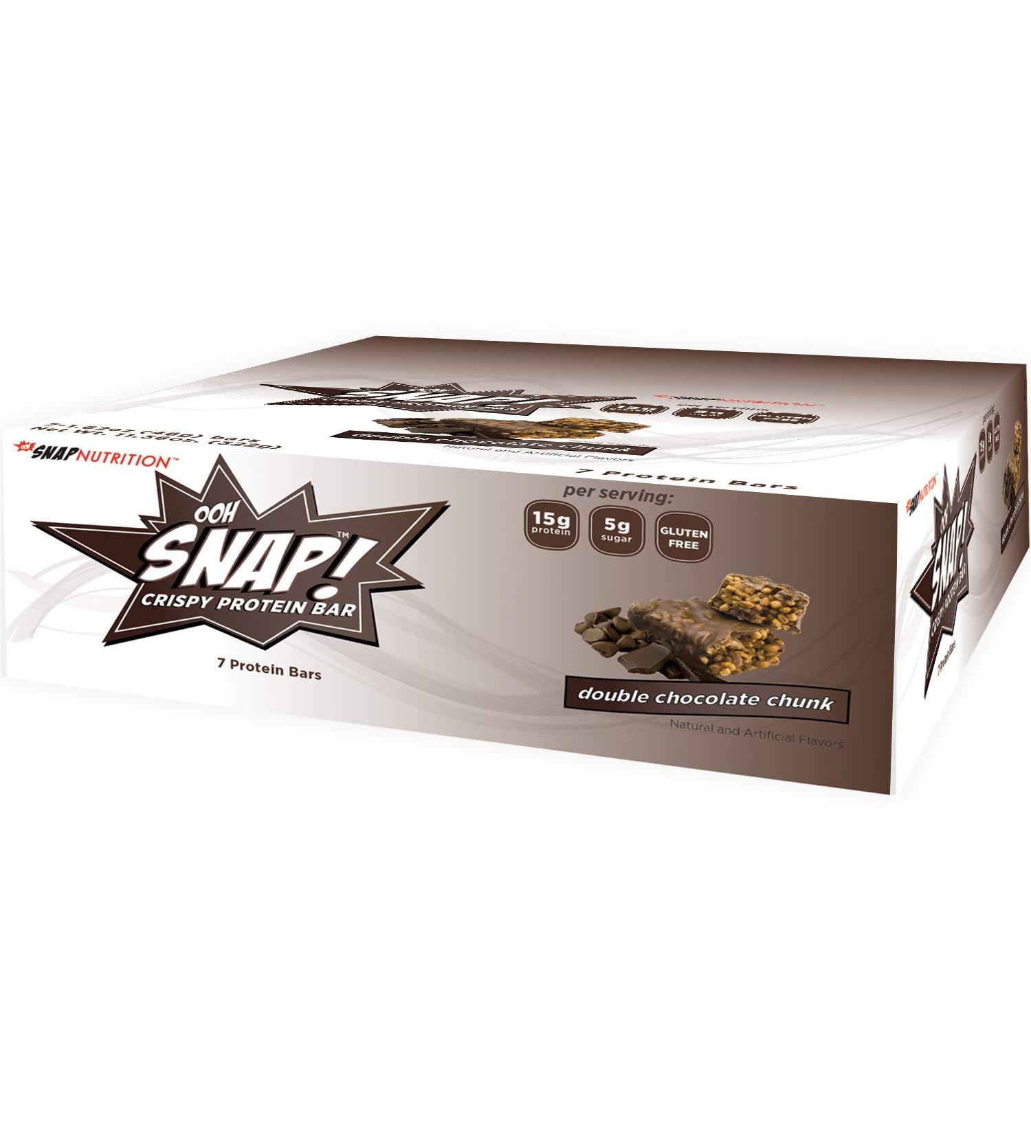 OOH Snap! Double Chocolate Chunk Protein Bars - 7 Pack (1.62 oz Each) | Crispy & Delicious - Buy Online on GoSupps.com