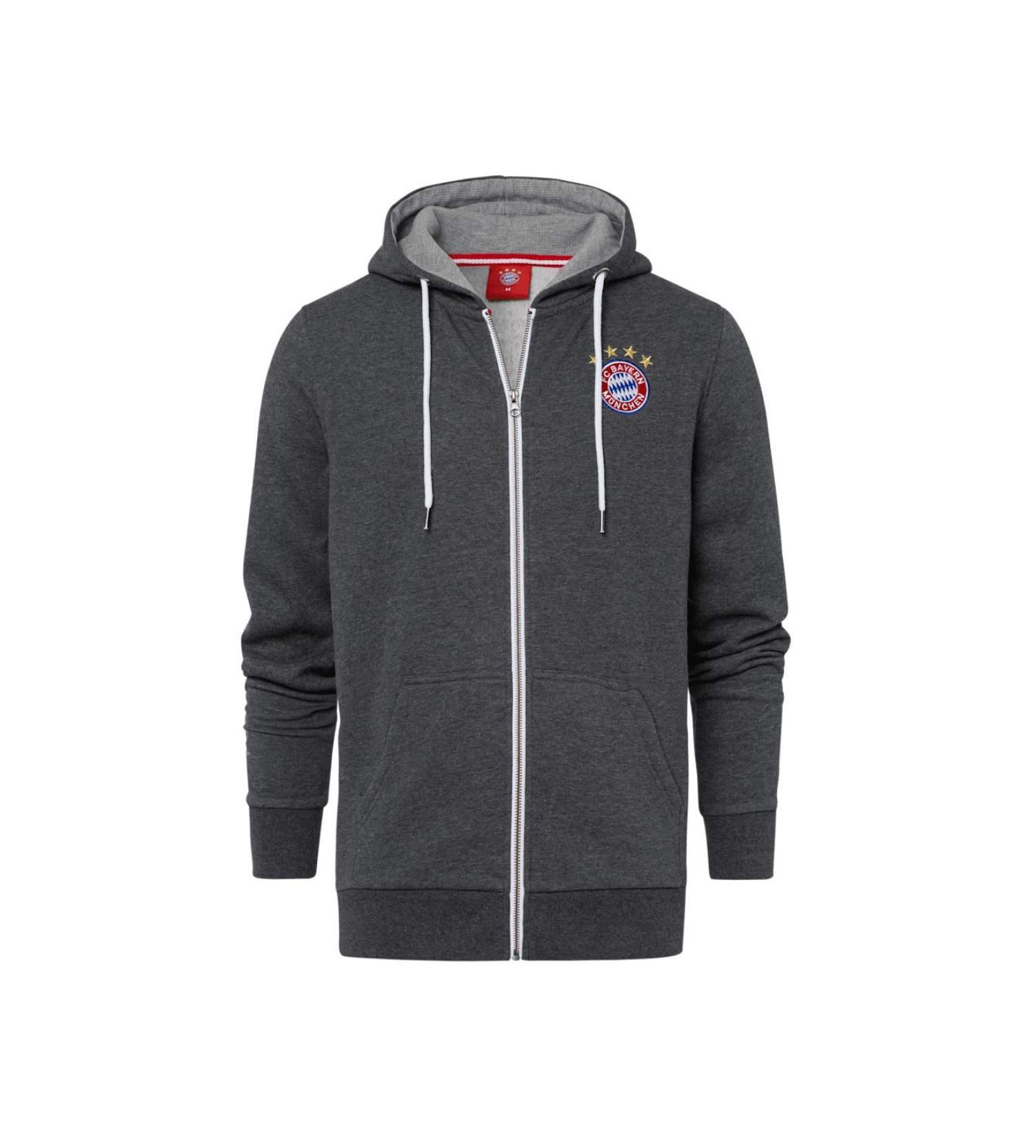 FC Bayern Munich Classic Anthracite Hooded Jacket - L | Premium Quality International Shipping - Buy Online on GoSupps.com