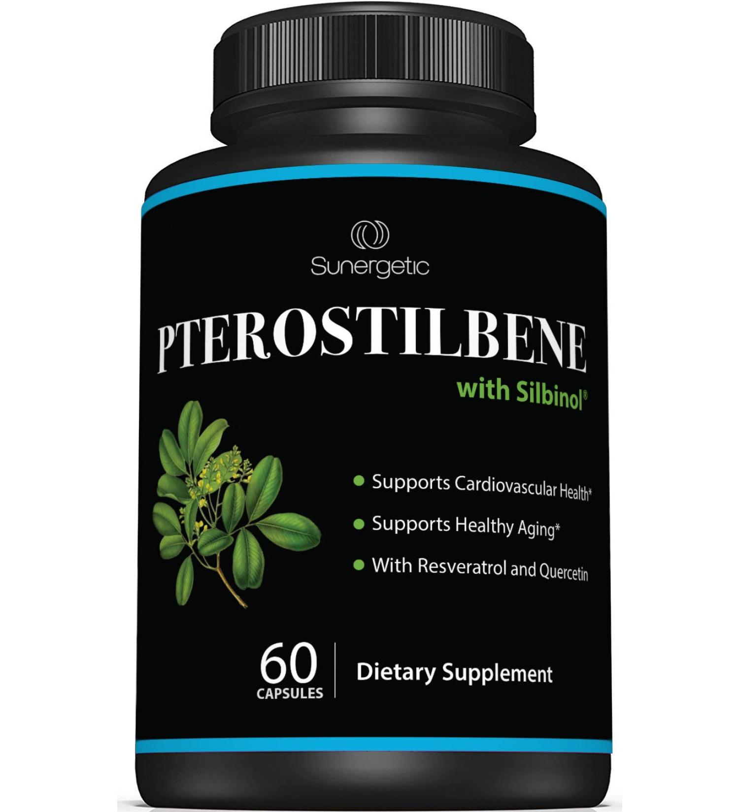 Premium Pterostilbene Supplement with Resveratrol & Quercetin - 100mg per Serving - 60 Capsules - Buy Online on GoSupps.com