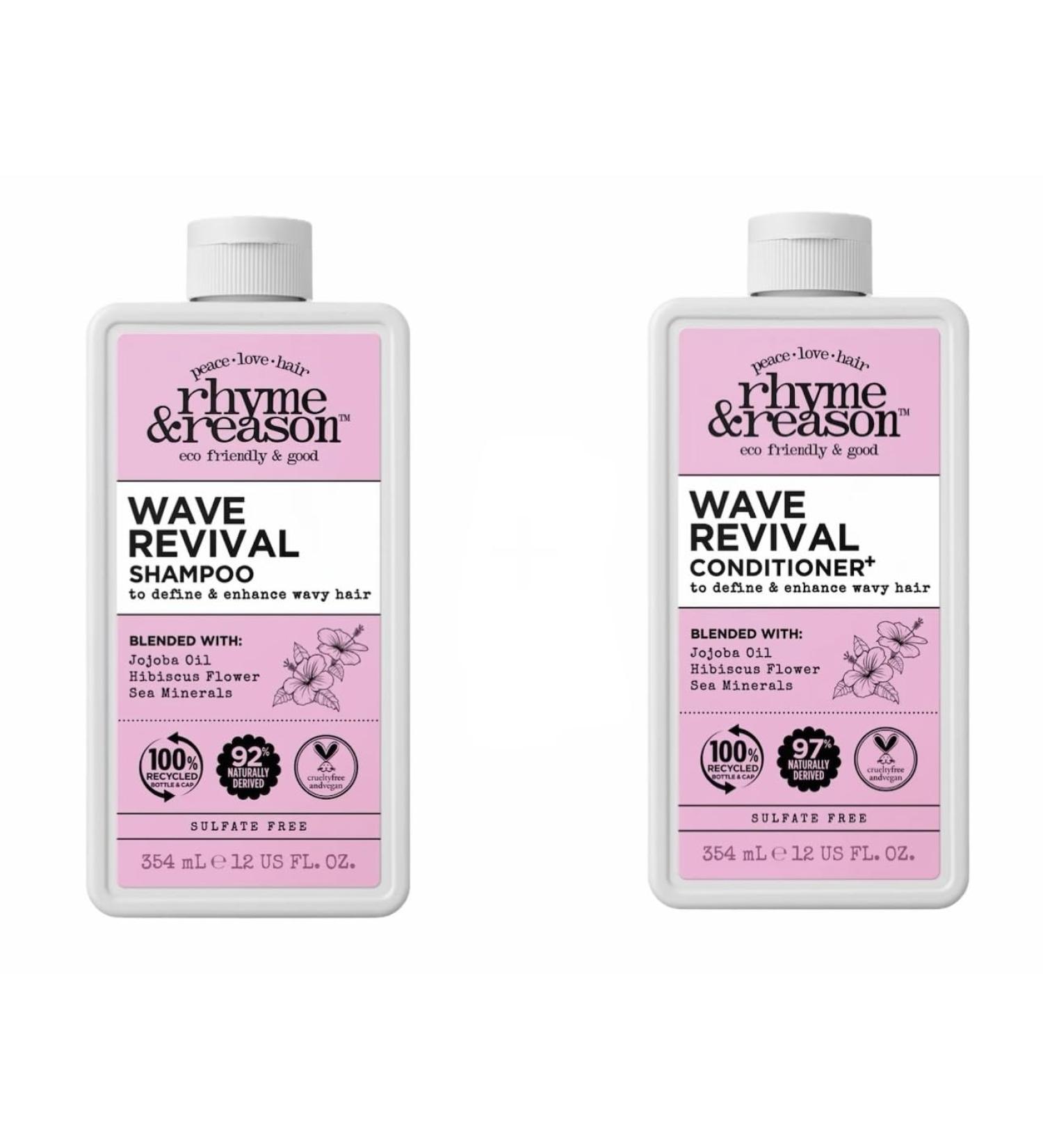 Rhyme & Reason Wave Revival Shampoo & Conditioner Set - Define & Enhance Wavy Hair | Vegan Cruelty-Free 13 Fl. Oz. Each - Buy Online on GoSupps.com
