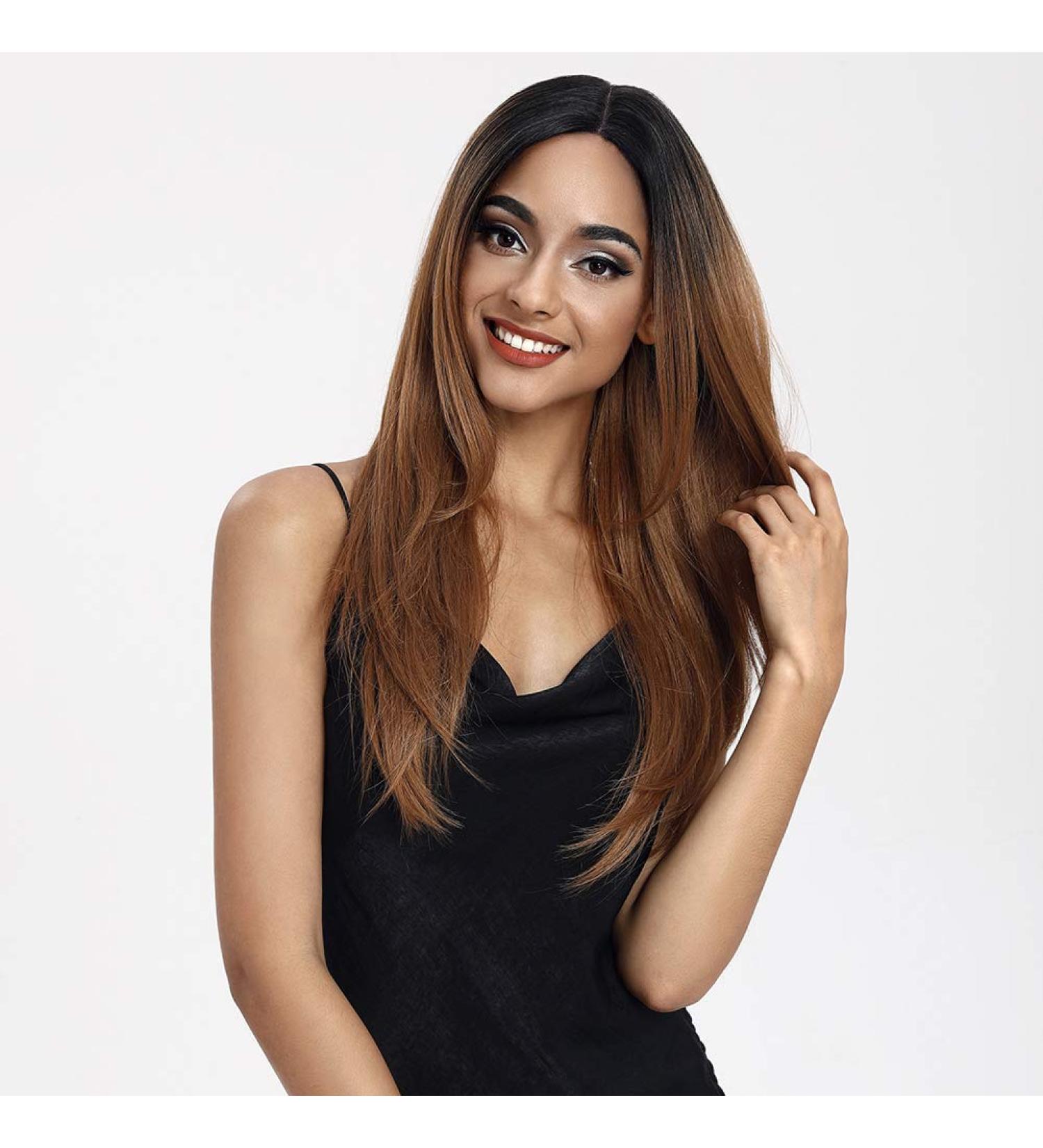Shop Style Icon 61cm Lace Front Wig - Ombre Medium-Parting Synthetic Hair with Baby Hair | 130% Density | International Shipping Available - Buy Online on GoSupps.com