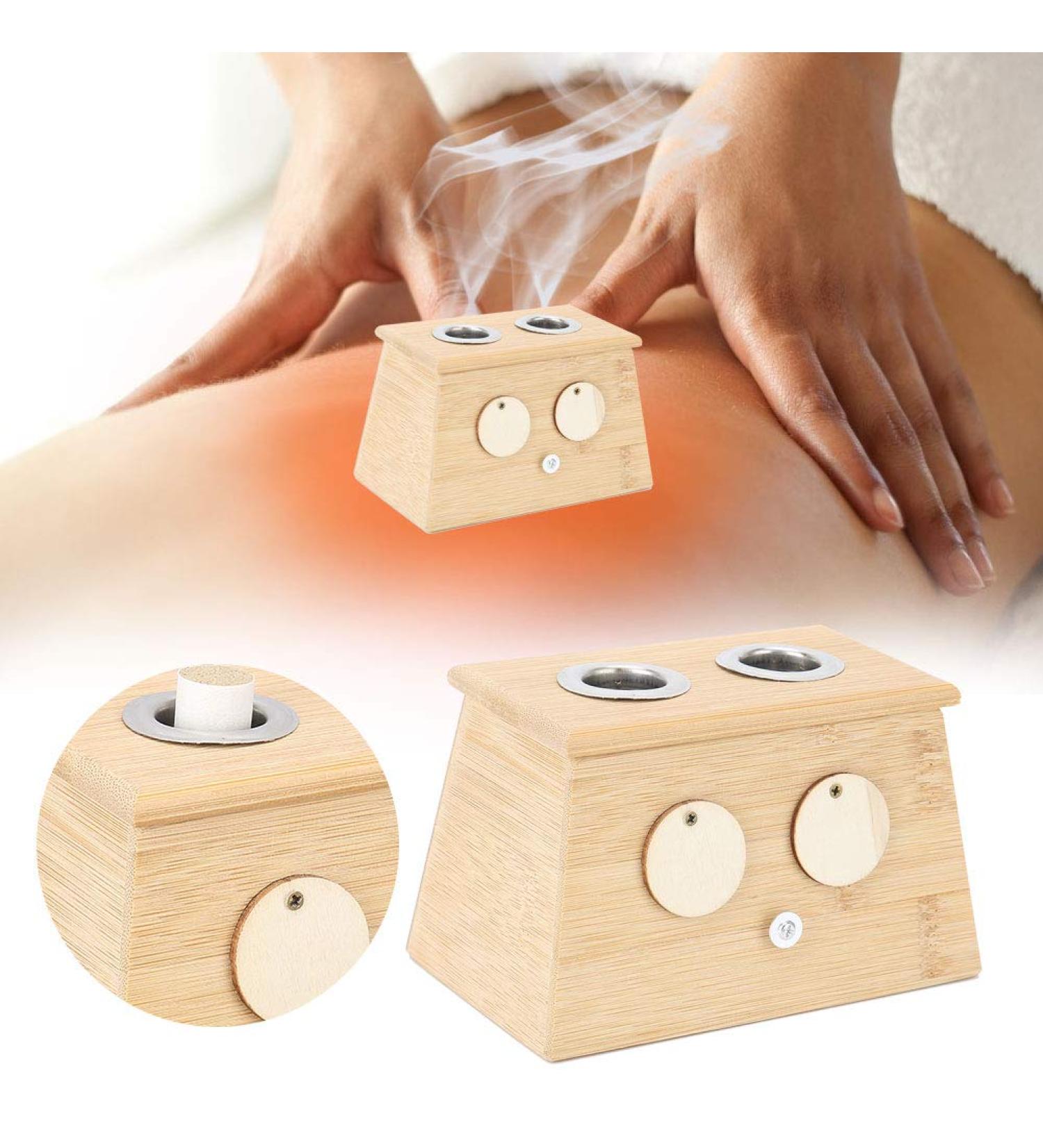 Buy Moxibustion Box with 2 Holes - Moxa Stick Holder & Roller - Premium Bamboo Moxibustion Therapy Tool for Pain Relief - International Shipping Available - Buy Online on GoSupps.com
