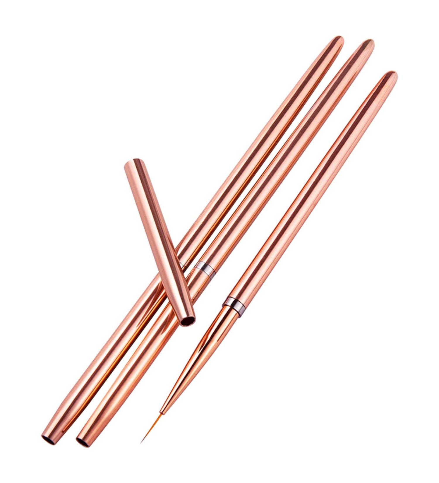 3x Nail Art Liner Brushes Nail Art Dotting Drawing Pen UV Gel Painting Rose Gold 3 Pieces - Buy Online on GoSupps.com