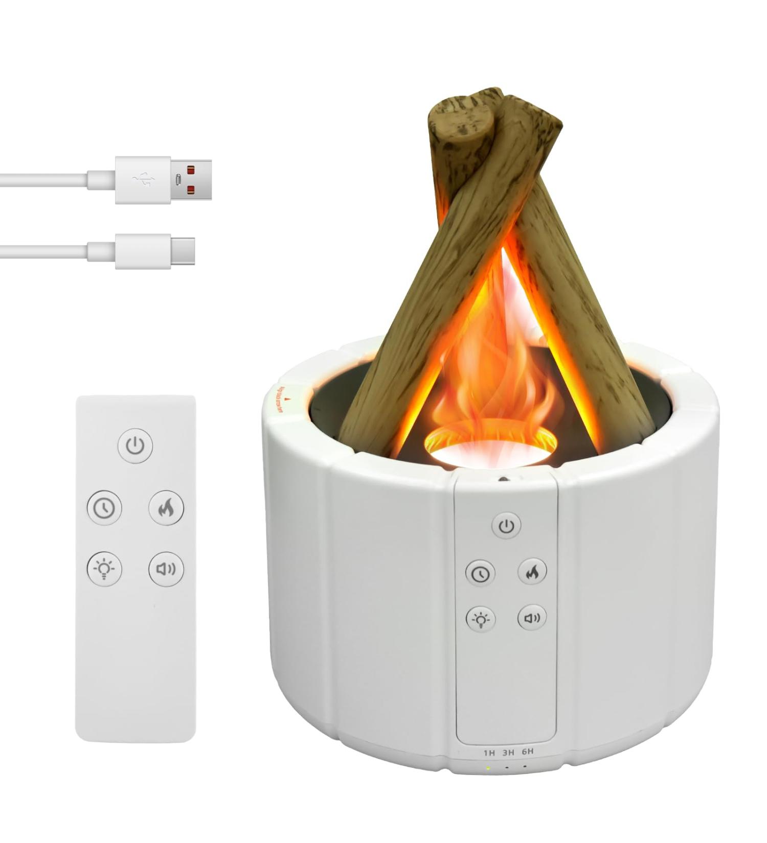 FALESOUL Bonfire Diffuser Bonfire Aromatherapy Essential Oil Diffuser 250ml Mini Bonfire Diffuser with Remote for Home Bedroom Office Remote Control Auto Shut-Off Night Light Gift (White) - Buy Online on GoSupps.com