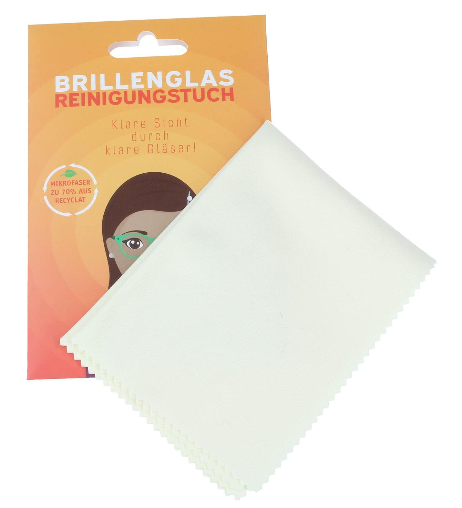 Environmentally friendly glasses cleaning cloth made from recycled PET in yellow | 16 x 22 cm