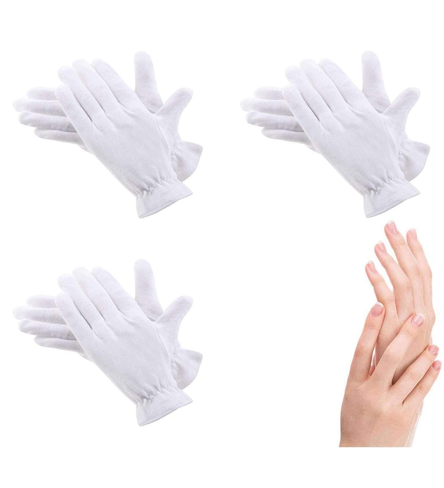 100% Cotton Gloves for Eczema - 3 Pairs White Moisturizing Gloves | Premium Quality for Dry, Sensitive Skin | Overnight Bedtime Therapy - Buy Online on GoSupps.com
