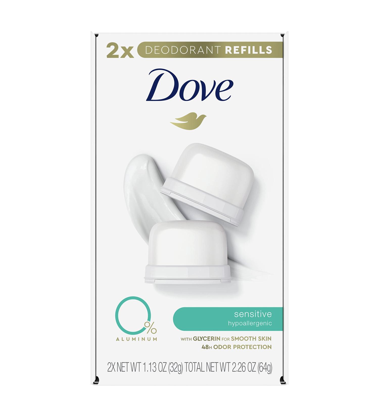 Dove Refillable Deodorant Kit for Women - 0% Aluminum Sensitive Skin - 2 Refills 1.13 OZ Each | Eco-Friendly Deodorant - Buy Online on GoSupps.com