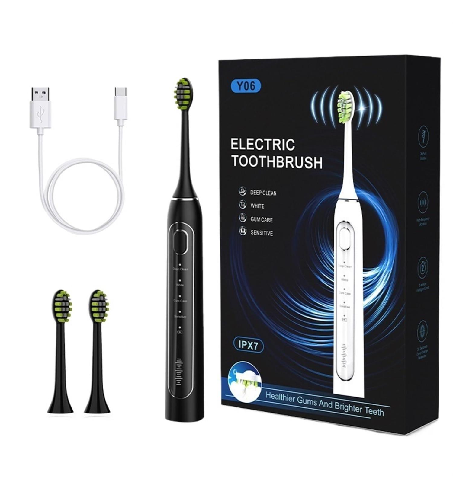 Buy Electric Toothbrush with 2 Brush Heads - Rechargeable Black/White | International Shipping Available - Buy Online on GoSupps.com