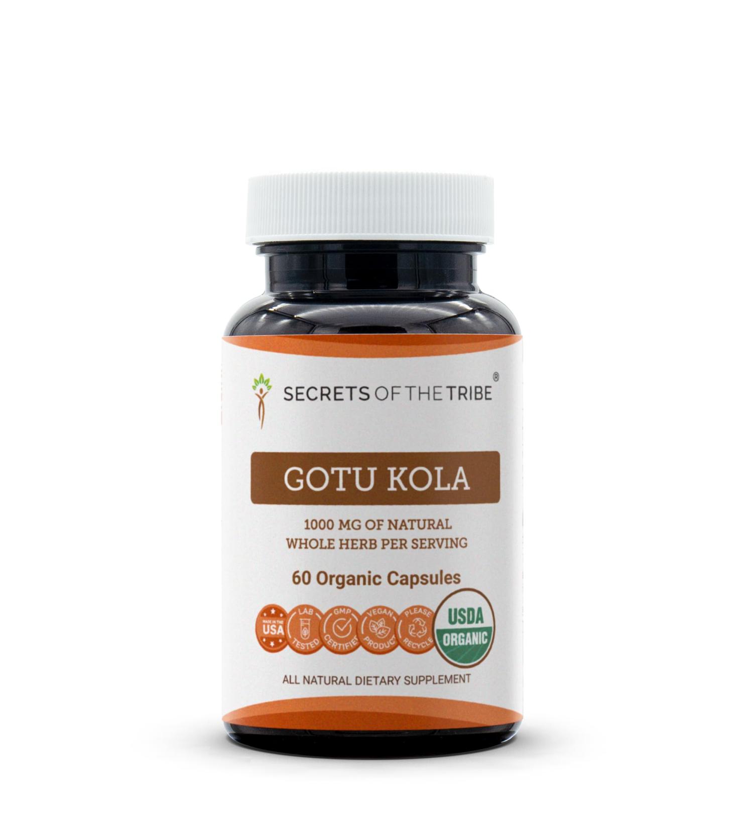 Secrets of the Tribe Gotu Kola USDA Organic Capsules | Certified Organic Vegetarian Capsules Herbal Dietary Supplement | Centella asiatica Dried Herb (60 Count) 60 Count (Pack of 1) - Buy Online on GoSupps.com
