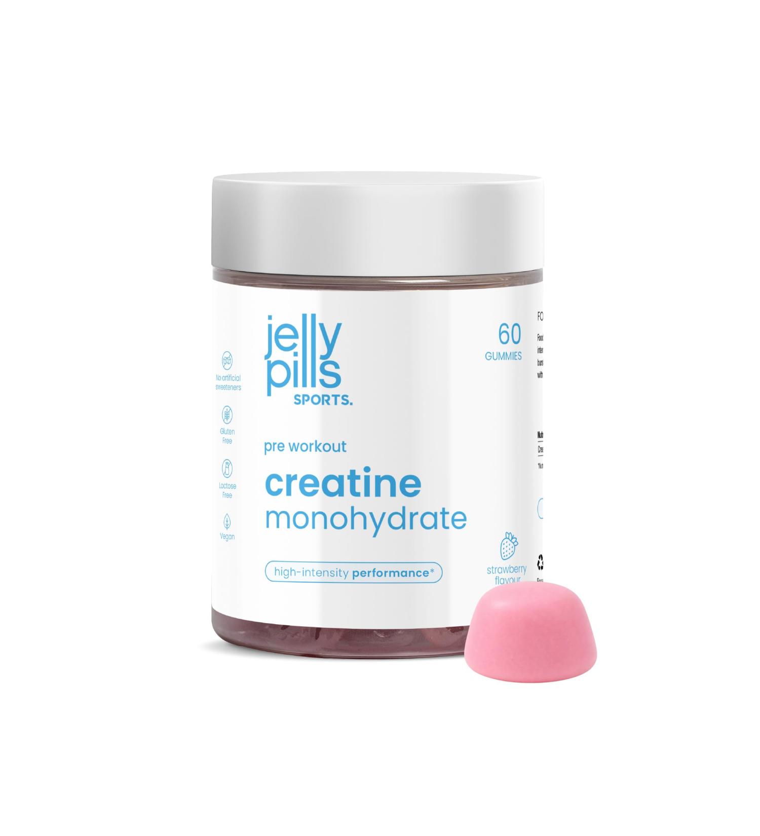 Jelly Pills Sports Cr atine Monohydrate Gummies 60 Gummies 1 5 g par Gummy 3 g par Dose Pr -Workout Force et Performance Saveur Fraise - Buy Online on GoSupps.com