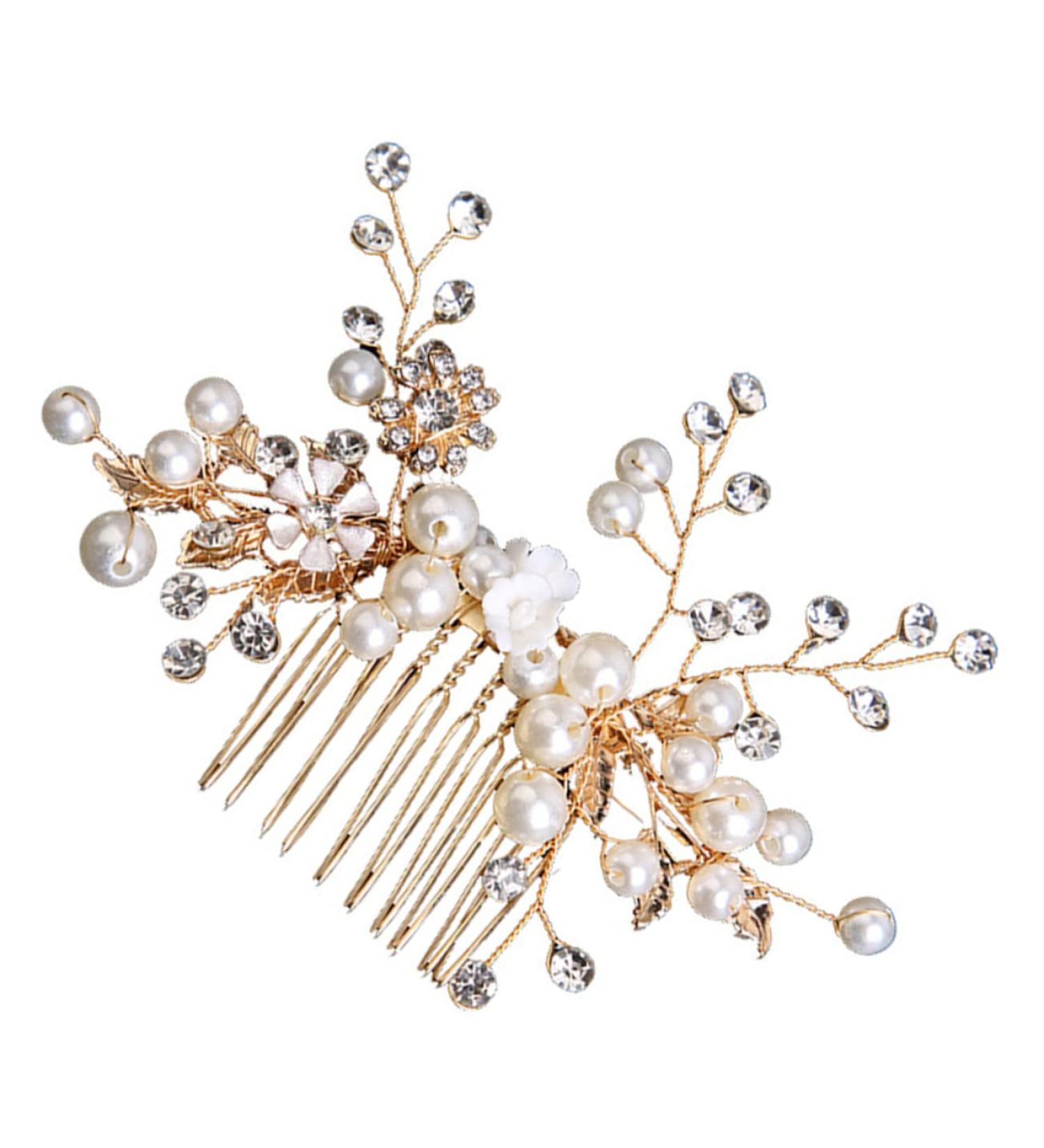 minkissy Pearl Comb Hair Combs for Women Accessories Wedding Hair Accessories for Brides Gold Hair Flower Girl Hair Accessories Girls Hair Accessory The Flowers Pearl Bridesmaid Headband - Buy Online on GoSupps.com