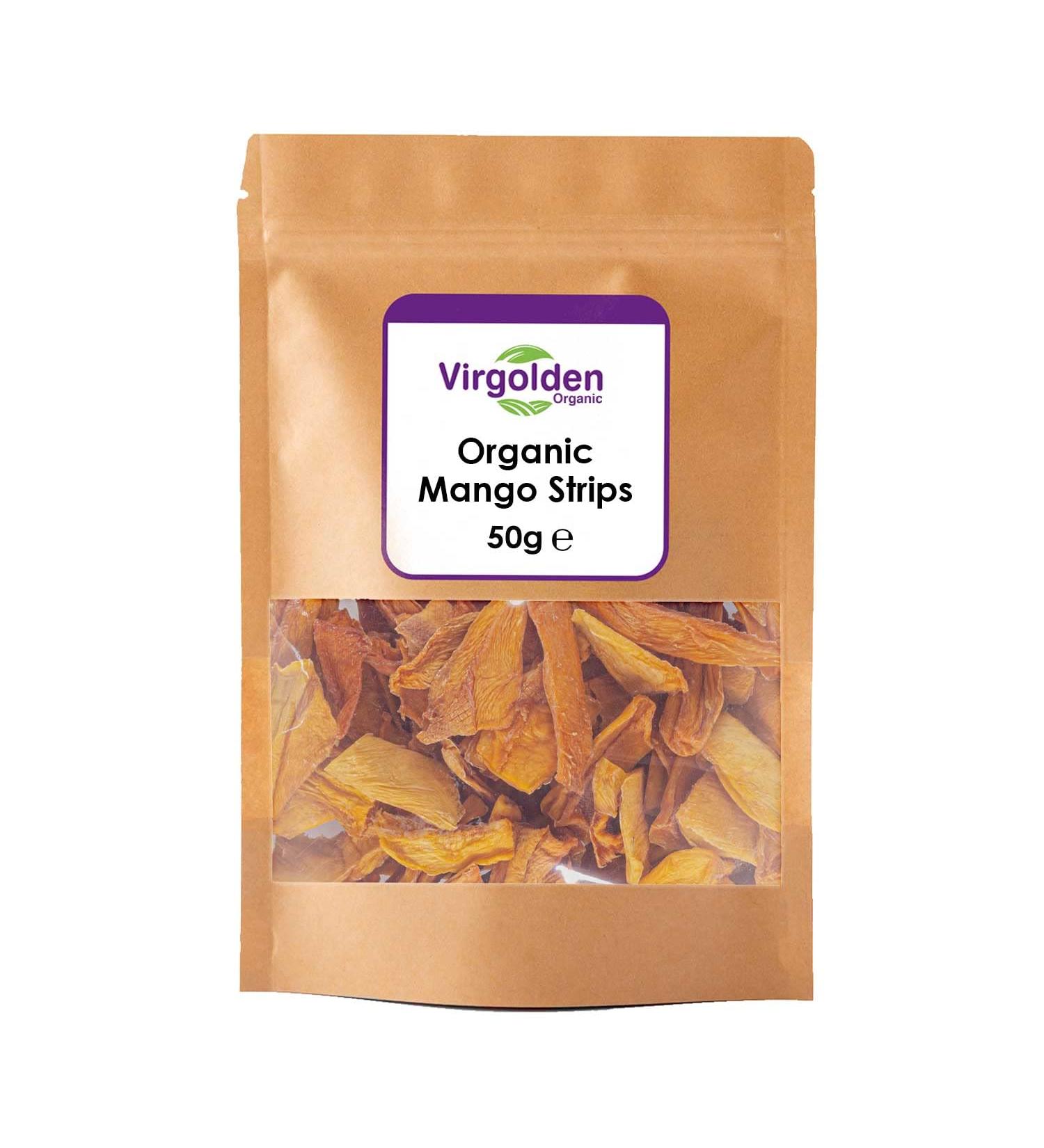 Organic Dried Mango Strips 50g by Virgolden Organic - Buy Online on GoSupps.com